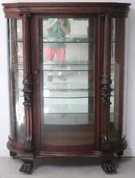 EXCEPTIONAL OAK CHINA CLOSET, QUARTERED OAK