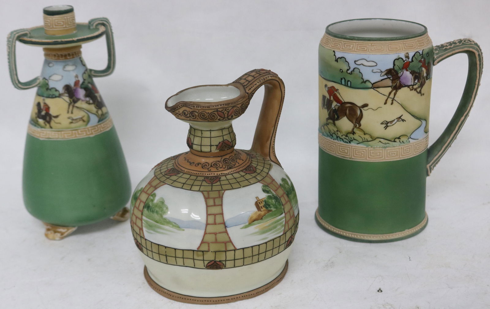 3 PCS. SCENIC NIPPON, 8" CANDLESTICK, HUNTING (1 of 2)