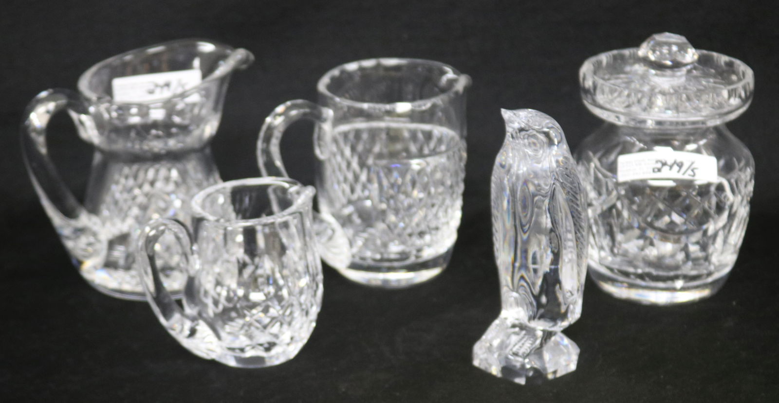 5 PCS. WATERFORD CRYSTAL, 3 CREAMERS 2 3/4" - 4" (1 of 1)