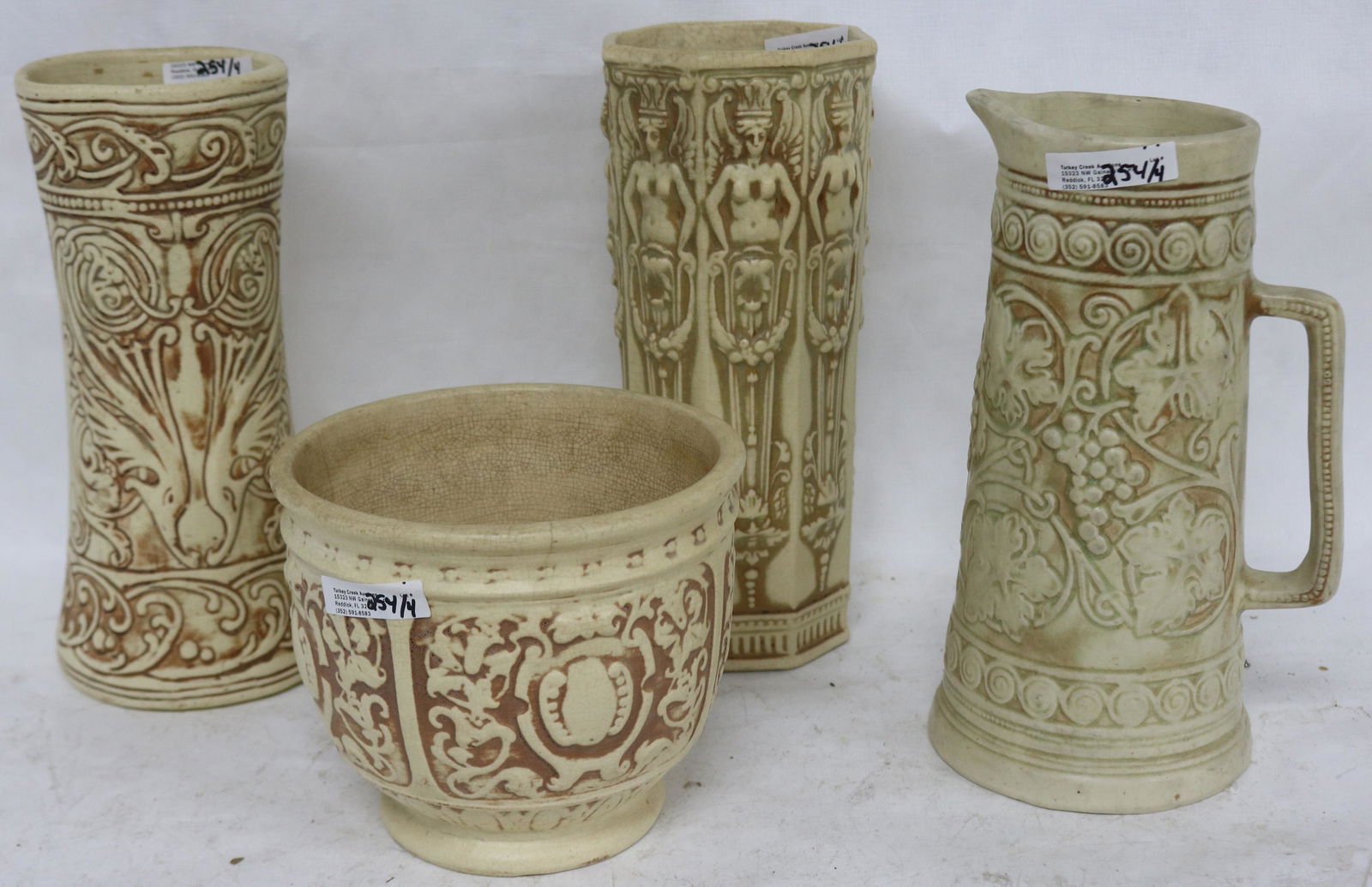4 PCS. WELLER IVORY, ALL SHOW INTERIOR CRAZING, 2 (1 of 2)