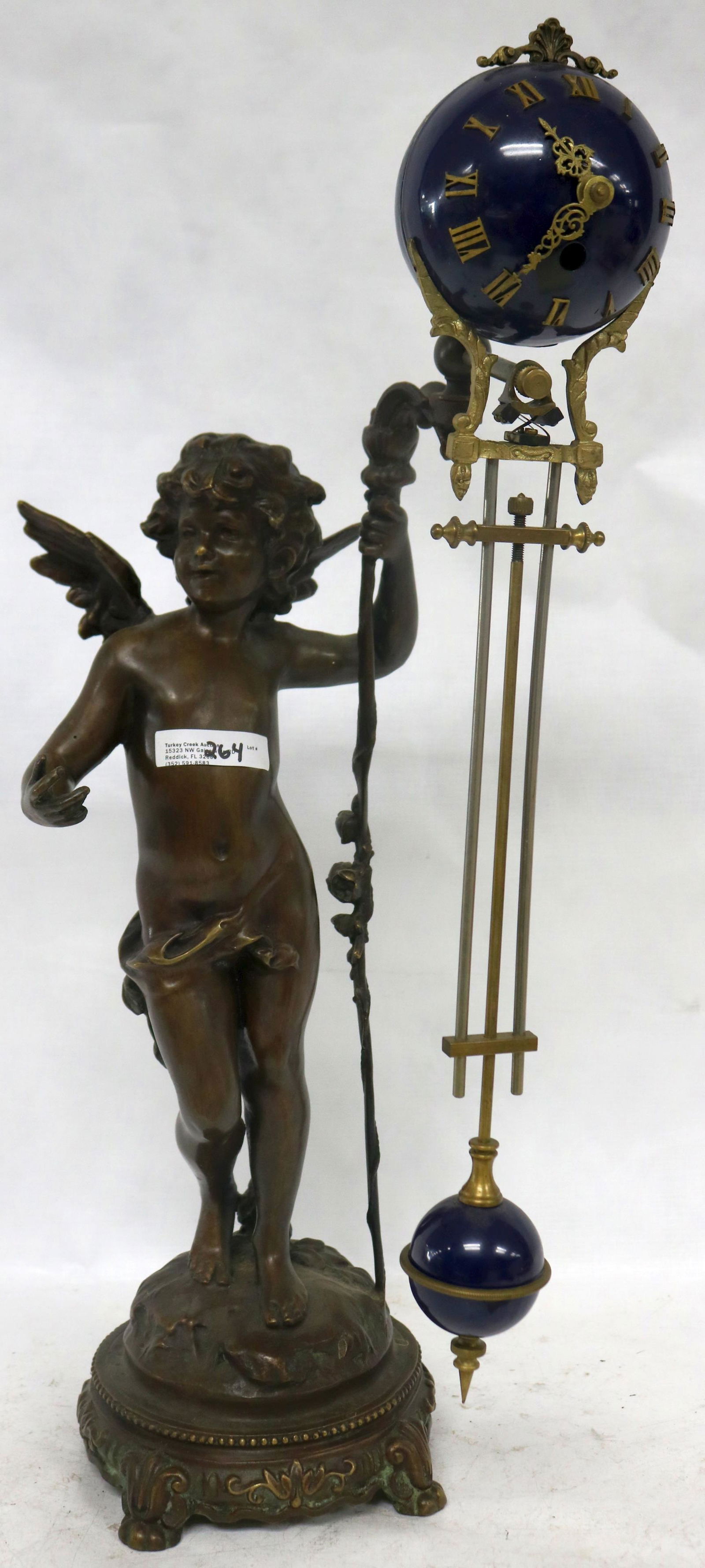 CONTEMPORARY BRONZE SWING ARM CLOCK, WINGED (1 of 4)