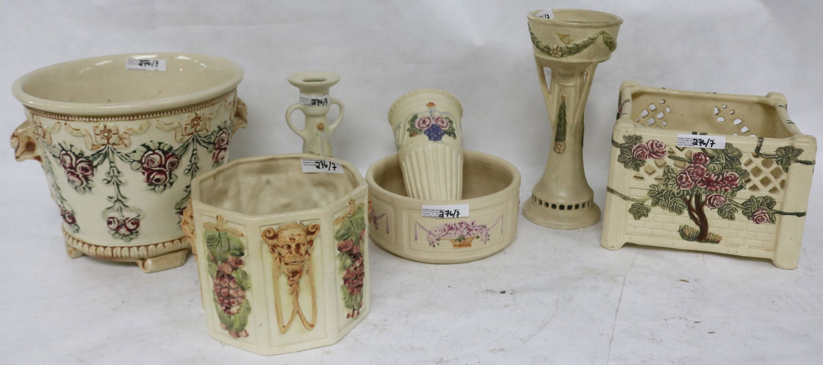 7 WELLER ROMA POTTERY PCS., 3 PLANTERS 5 3/8" - 7" (1 of 1)