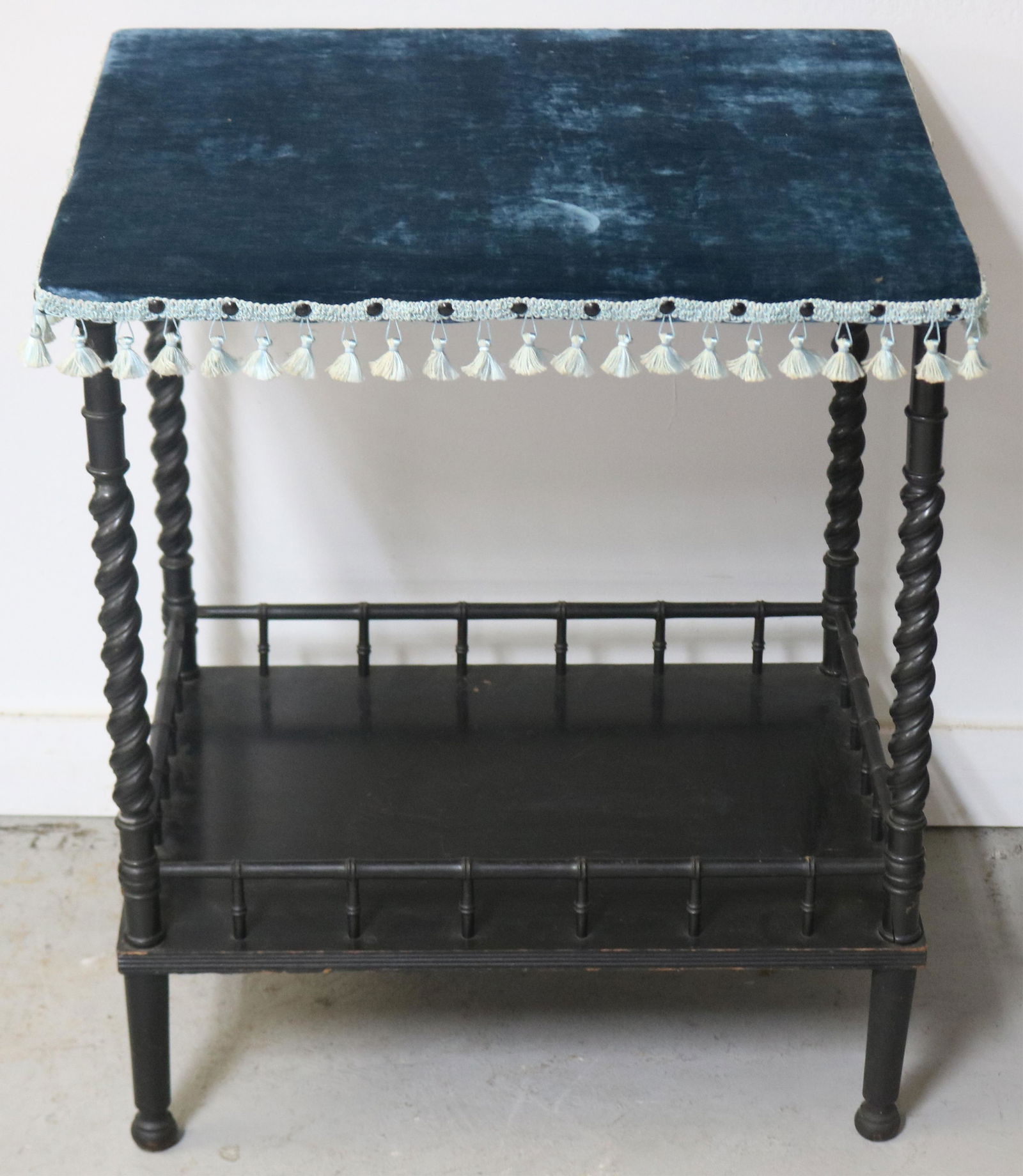VICTORIAN EBONIZED LAMP TABLE WITH FABRIC TOP, (1 of 1)