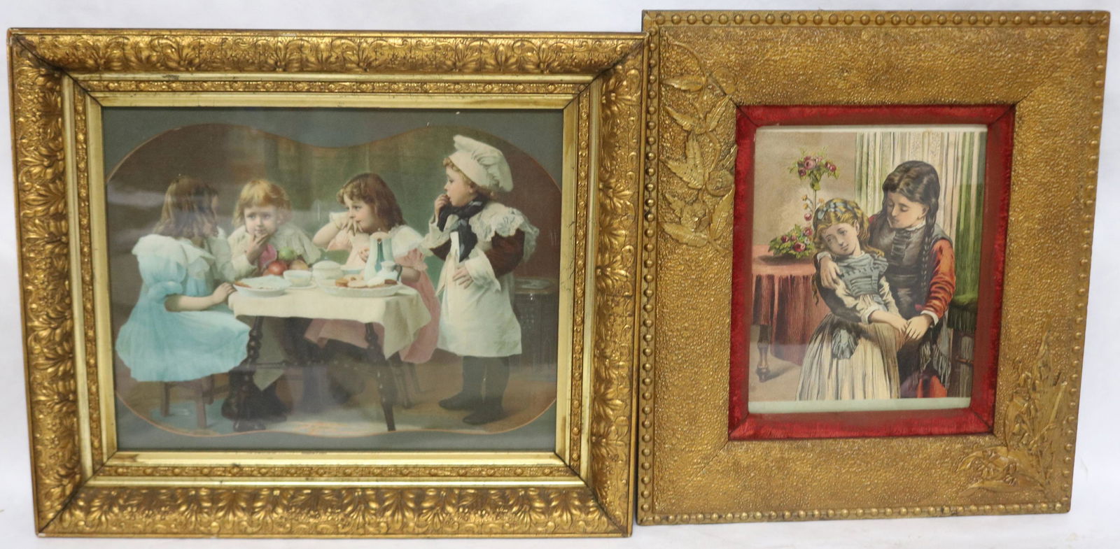 2 ORNATELY FRAMED VICTORIAN PRINTS OF CHILDREN, (1 of 3)