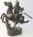 LARGE 20TH C. BRONZE FIGURE OF SAMURAI ON