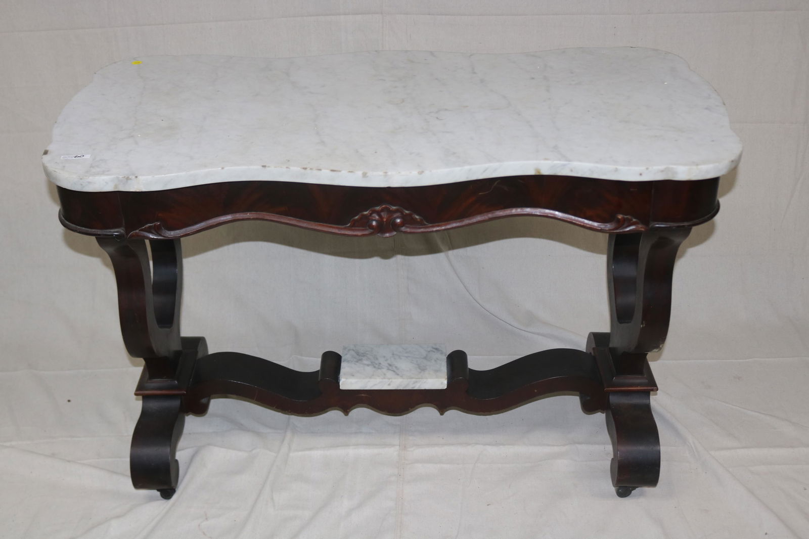 19TH CENTURY MAHOGANY MARBLE TOP PARLOR TABLE (1 of 4)