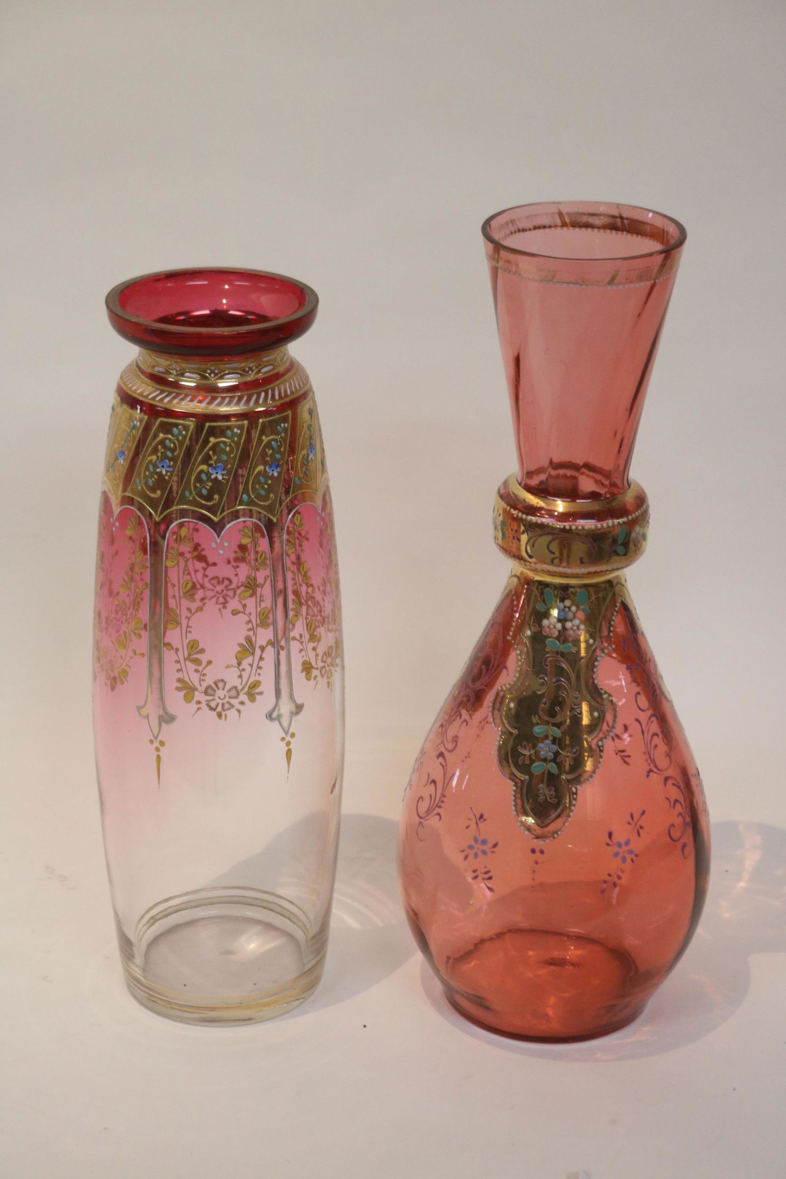 TWO TALL SIGNED MOSER VASES (1 of 2)