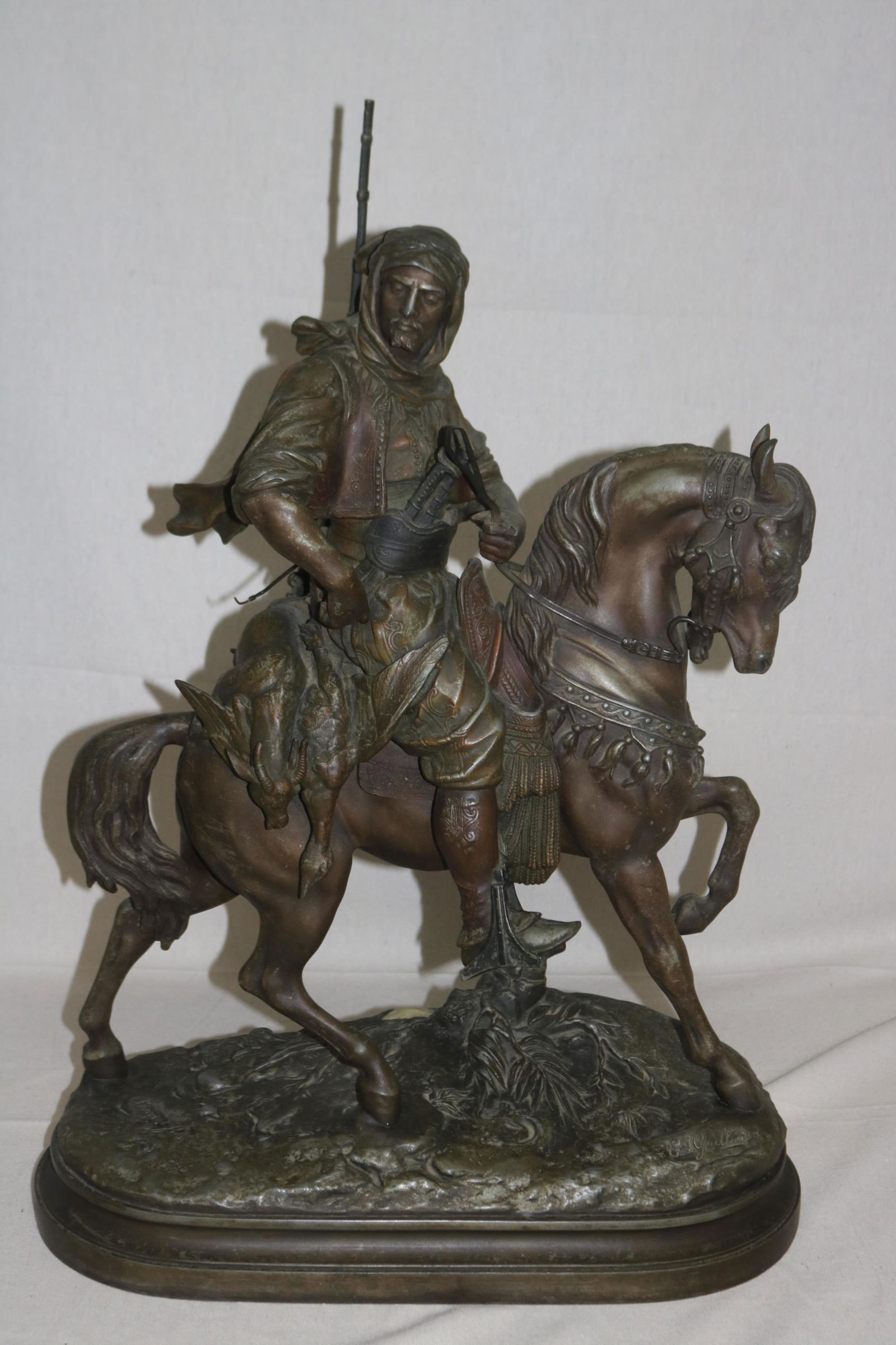 LATE 19TH WHITE METAL BRONZE SCULPTURE (1 of 7)