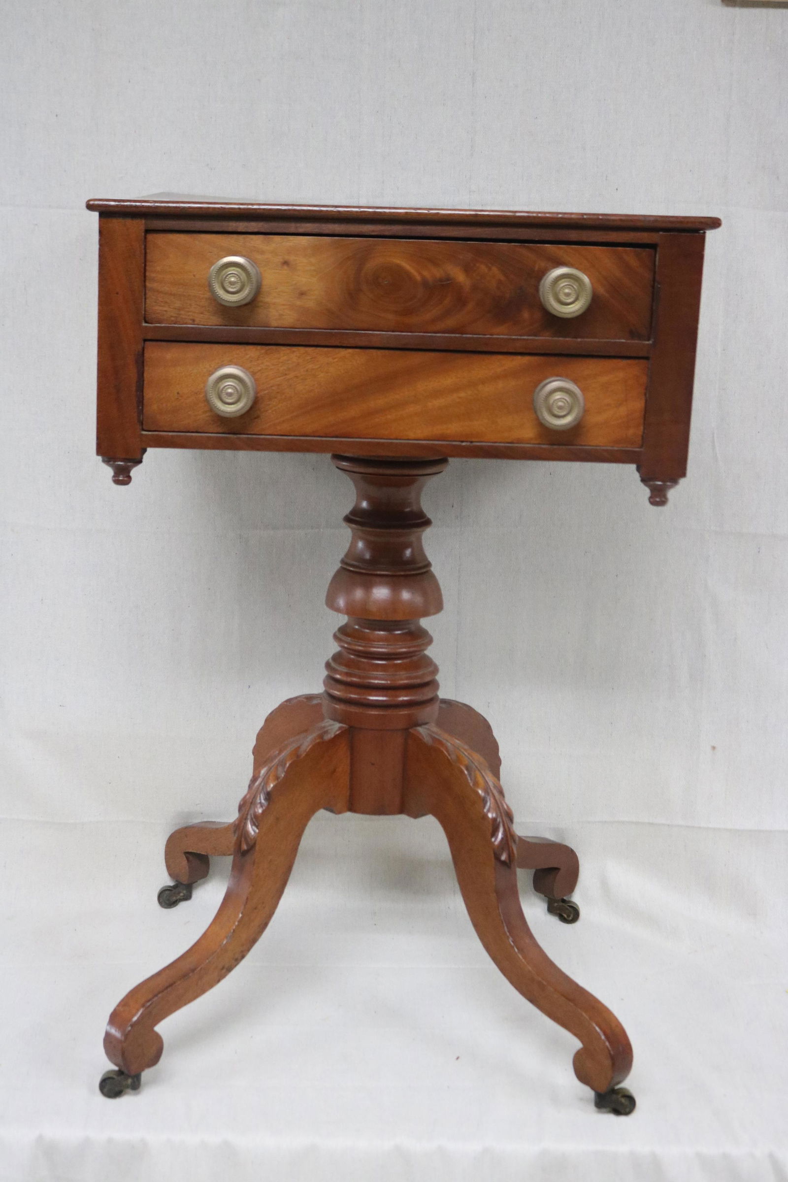19TH CENTURY MAHOGANY TWO DRAWER WORK TABLE (1 of 3)