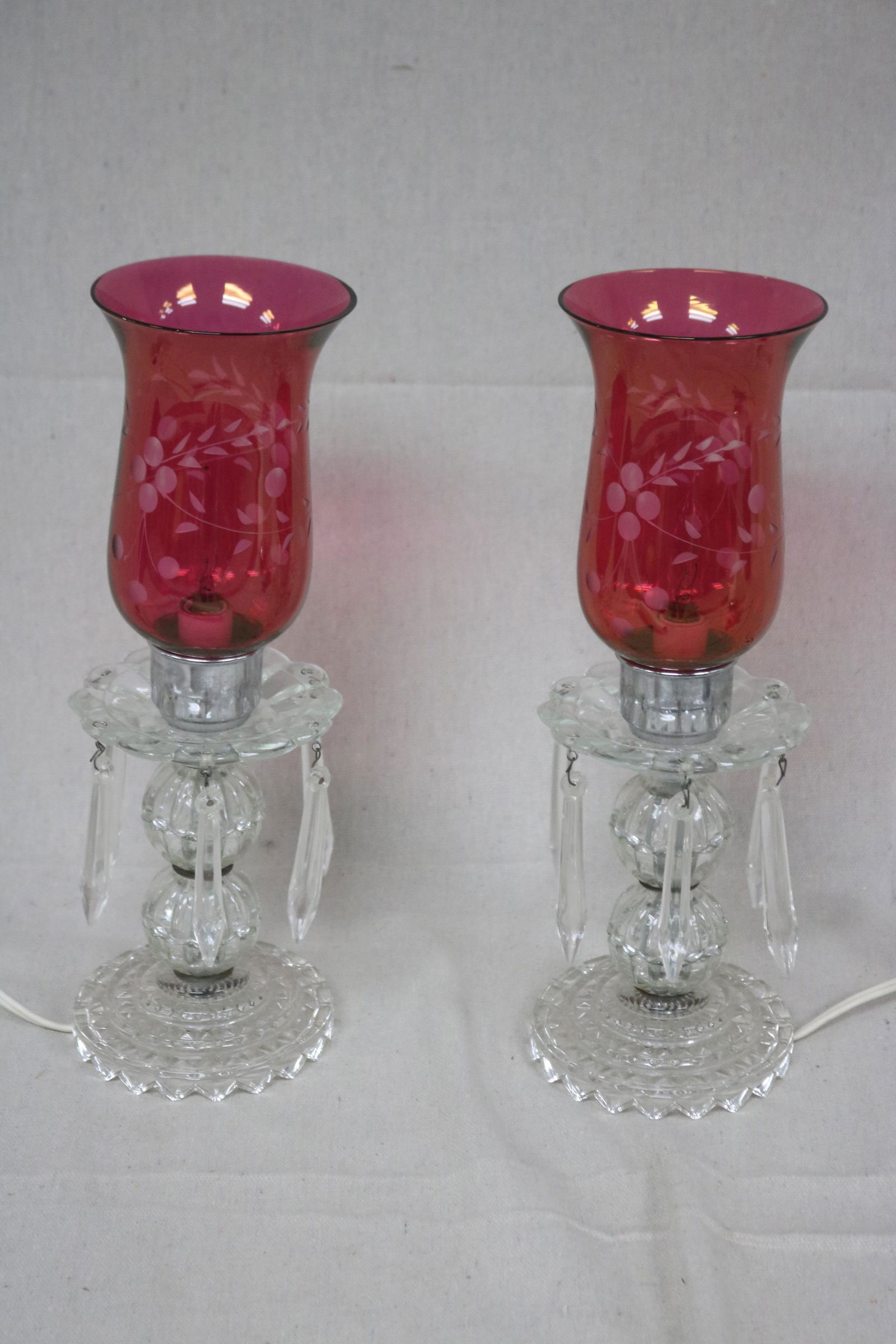 PAIR OF MANTEL LUSTER LAMPS (1 of 2)