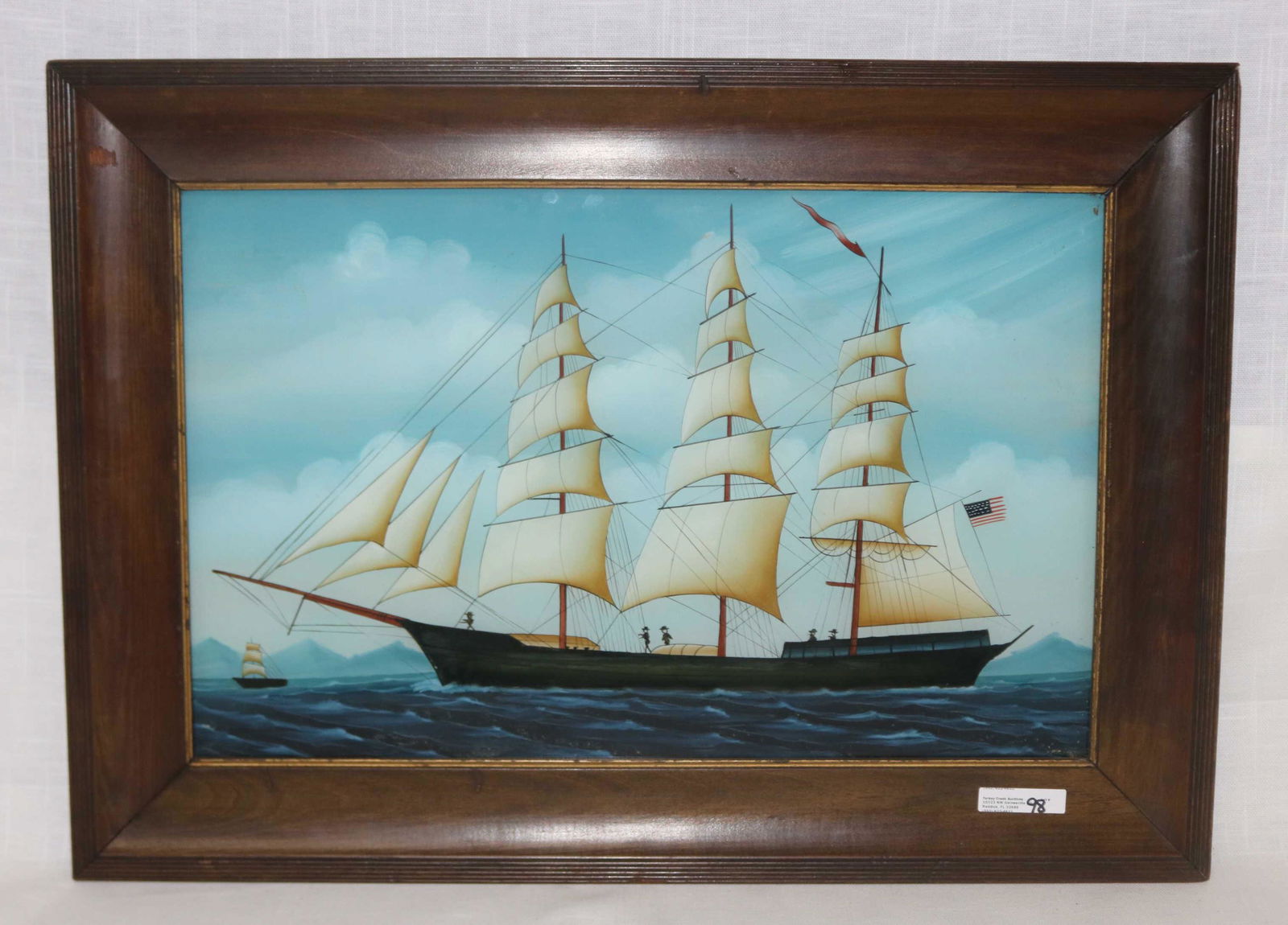 CONTEMPORARY REVERSE PAINTING OF A SHIP (1 of 3)