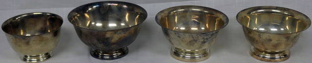 FOUR PAUL REVERE STERLING SILVER BOWLS