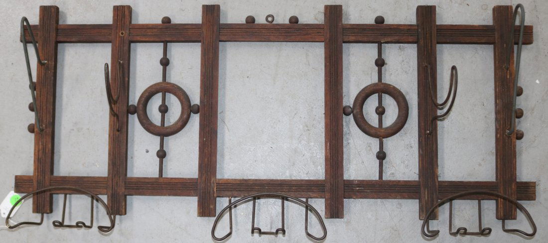 OAK & METAL HANGING HAT RACK (1 of 1)