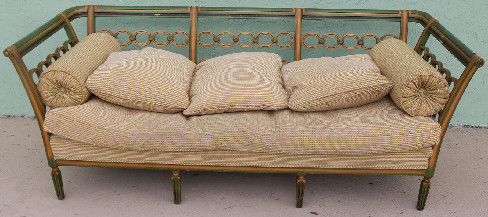 1920S REGENCY STYLE PAINTED SOFA, GREEN & (1 of 3)