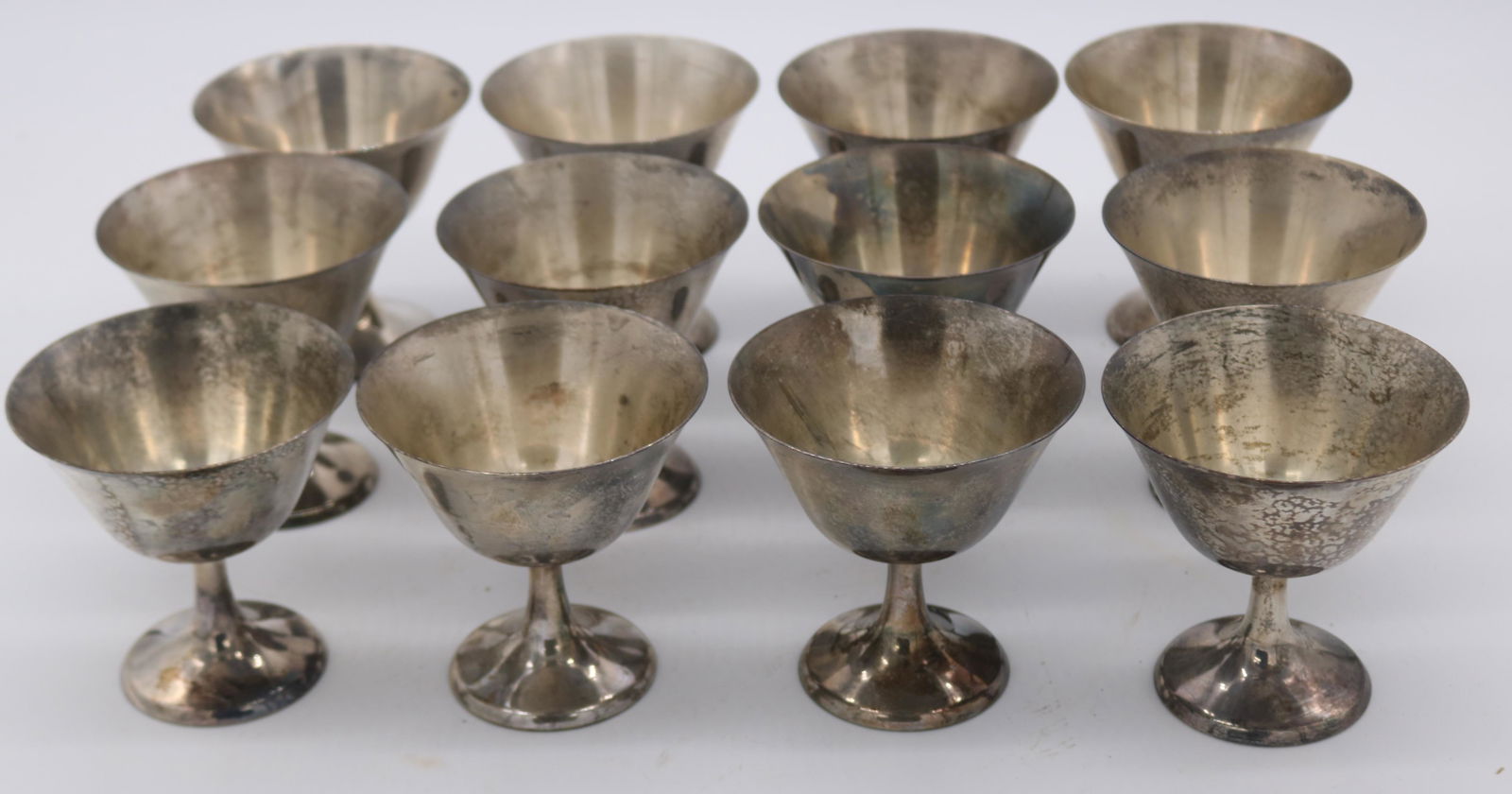 SET 12 STERLING SILVER SHERBETS, 3 3/4" H, 3 3/4" (1 of 1)