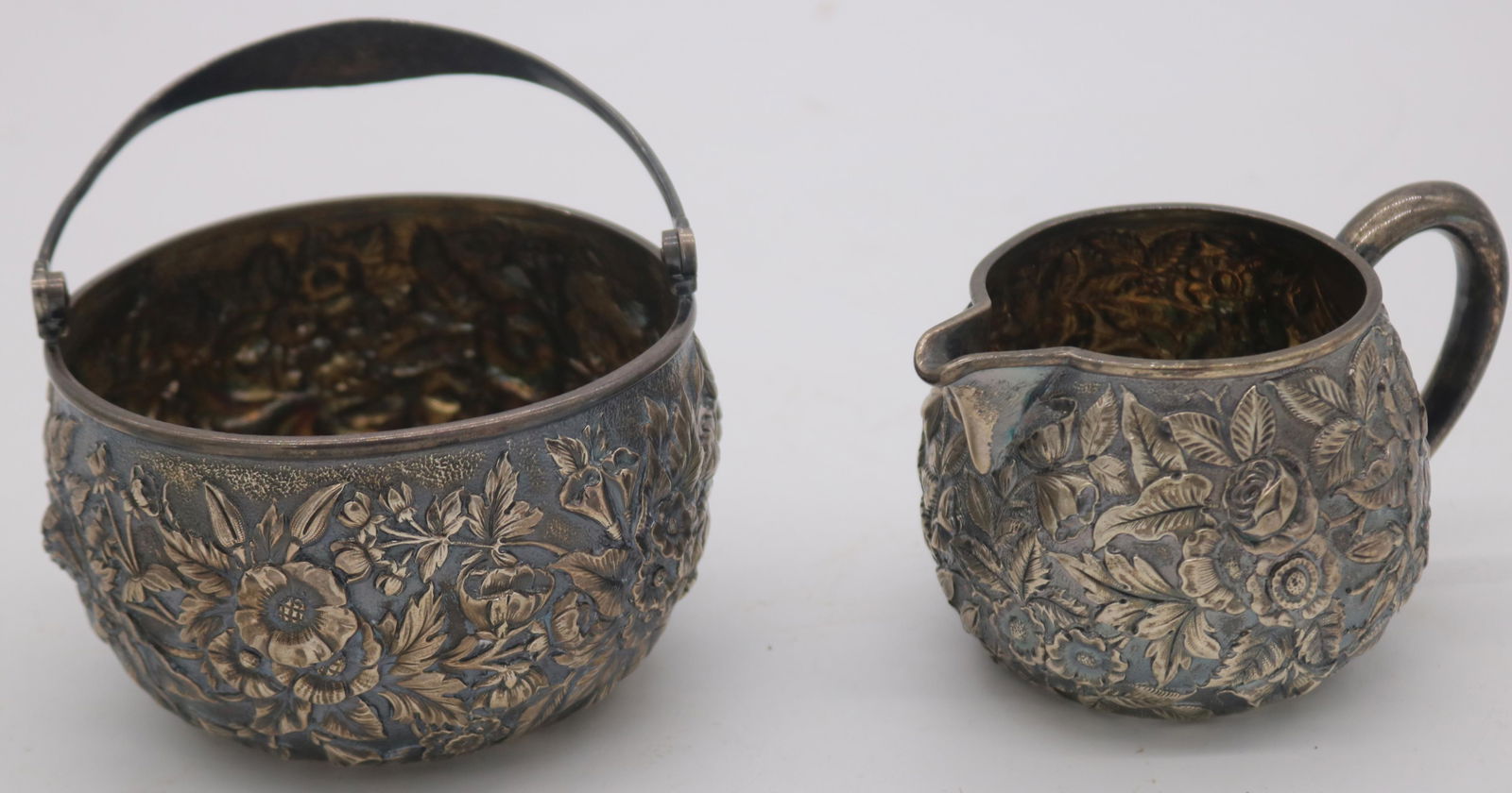 HEAVY REPOUSSE CREAMER & SWING HANDLED BASKET, 2 (1 of 3)