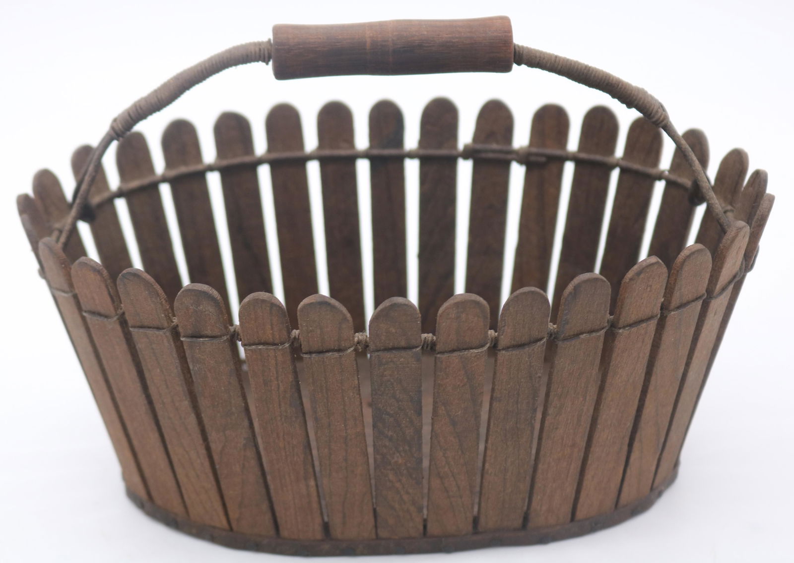 OVAL PICKET FENCE STYLE HANDLED BASKET, POSSIBLY (1 of 3)