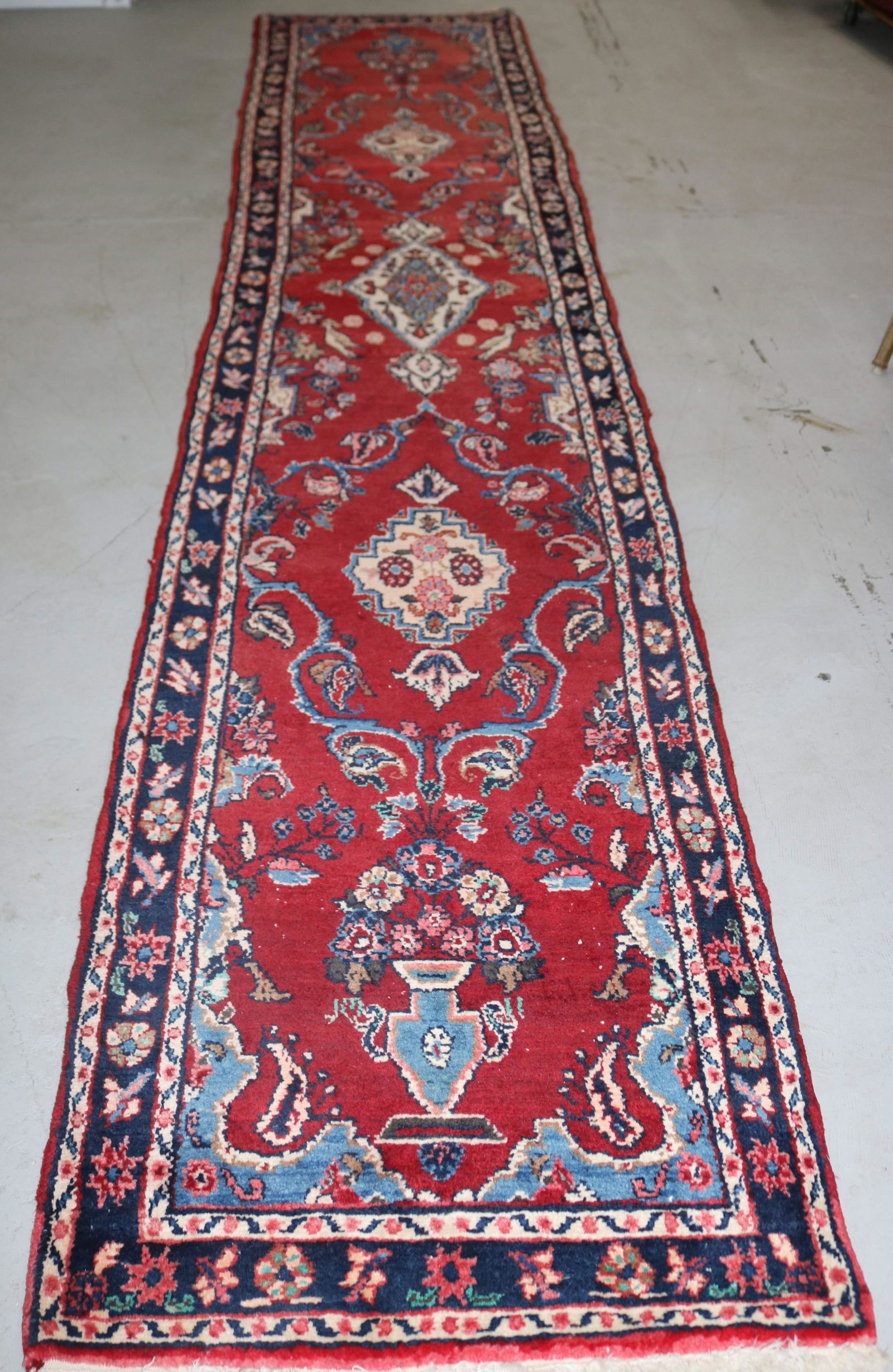 ORIENTAL RUG, 2' 8" X 14' 5", RUNNER HAMADAN: SEE PHOTO