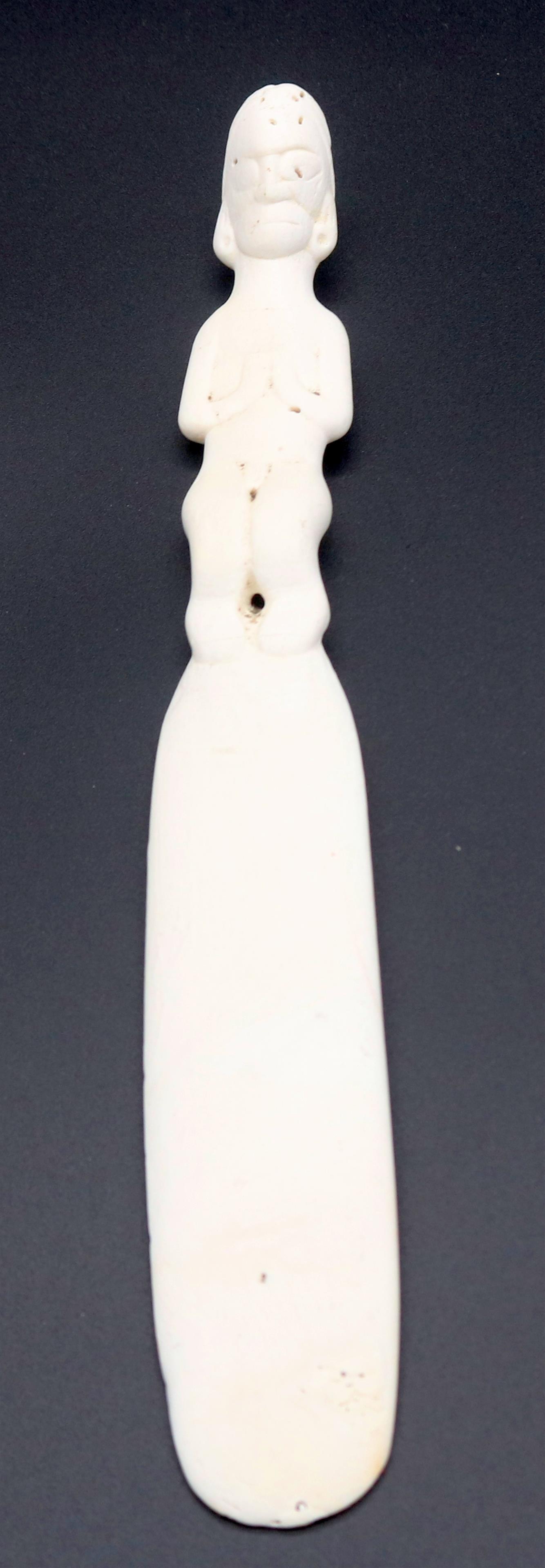 TAINO. PRE-COLUMBIAN SHELL VOMIT SPATULA WITH (1 of 3)