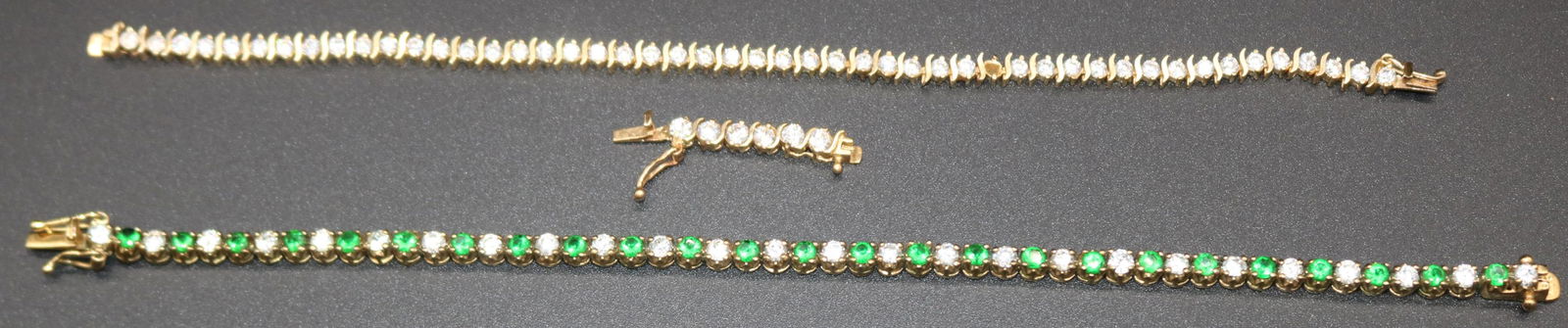 (2) 14K YELLOW GOLD TENNIS BRACELETS, 1 WITH CZs (1 of 1)
