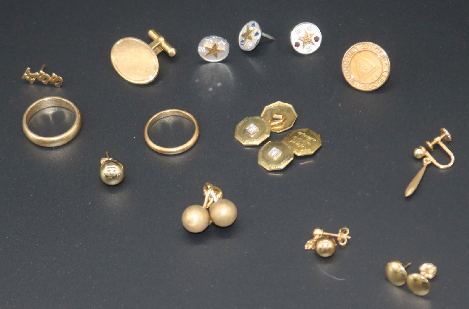 14 PCS. 14K YELLOW GOLD JEWELRY, 5 PINS SOME (1 of 4)