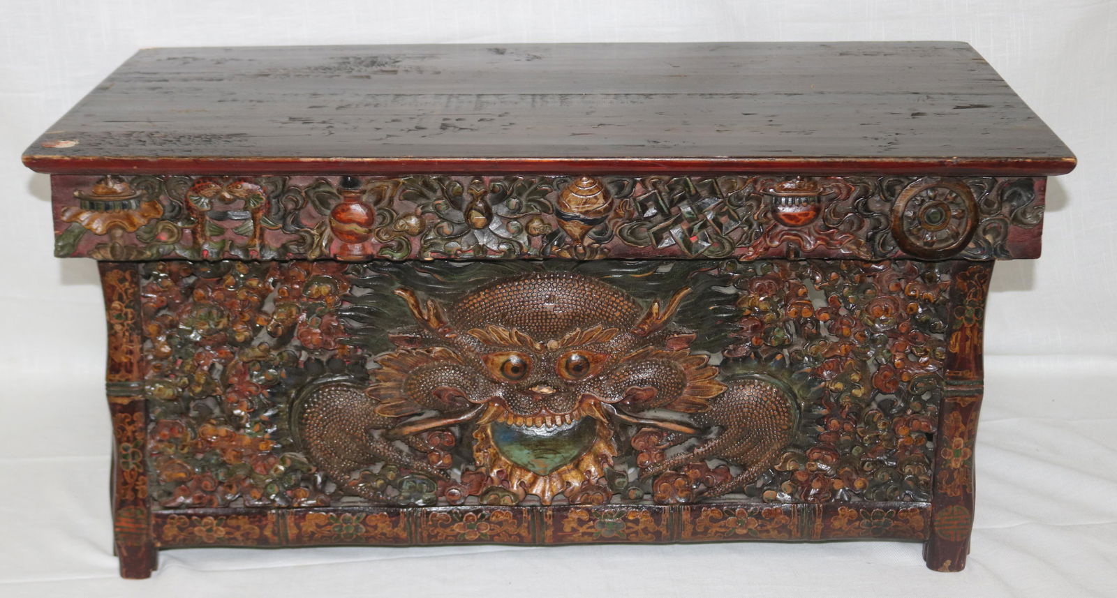 UNUSUAL ASIAN CARVED WOOD FOLDING STAND (1 of 4)