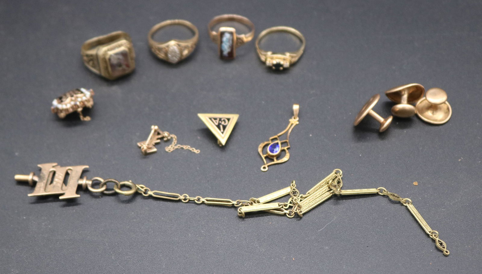 12 PCS. 10K YELLOW GOLD JEWELRY, 4 RINGS SIZE (1 of 2)