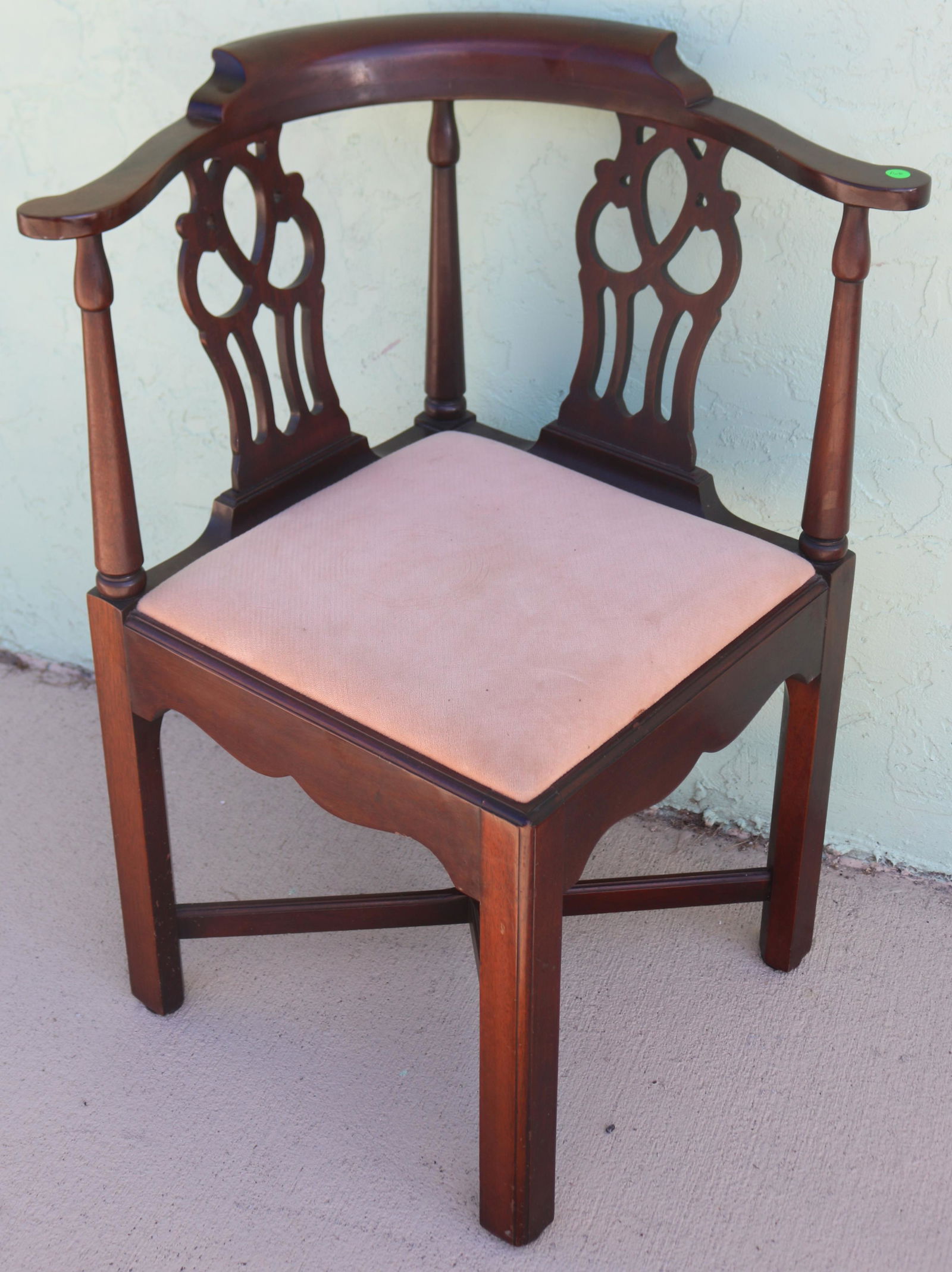 CUSTOM MAHOGANY CHIPPENDALE STYLE CORNER CHAIR, (1 of 1)