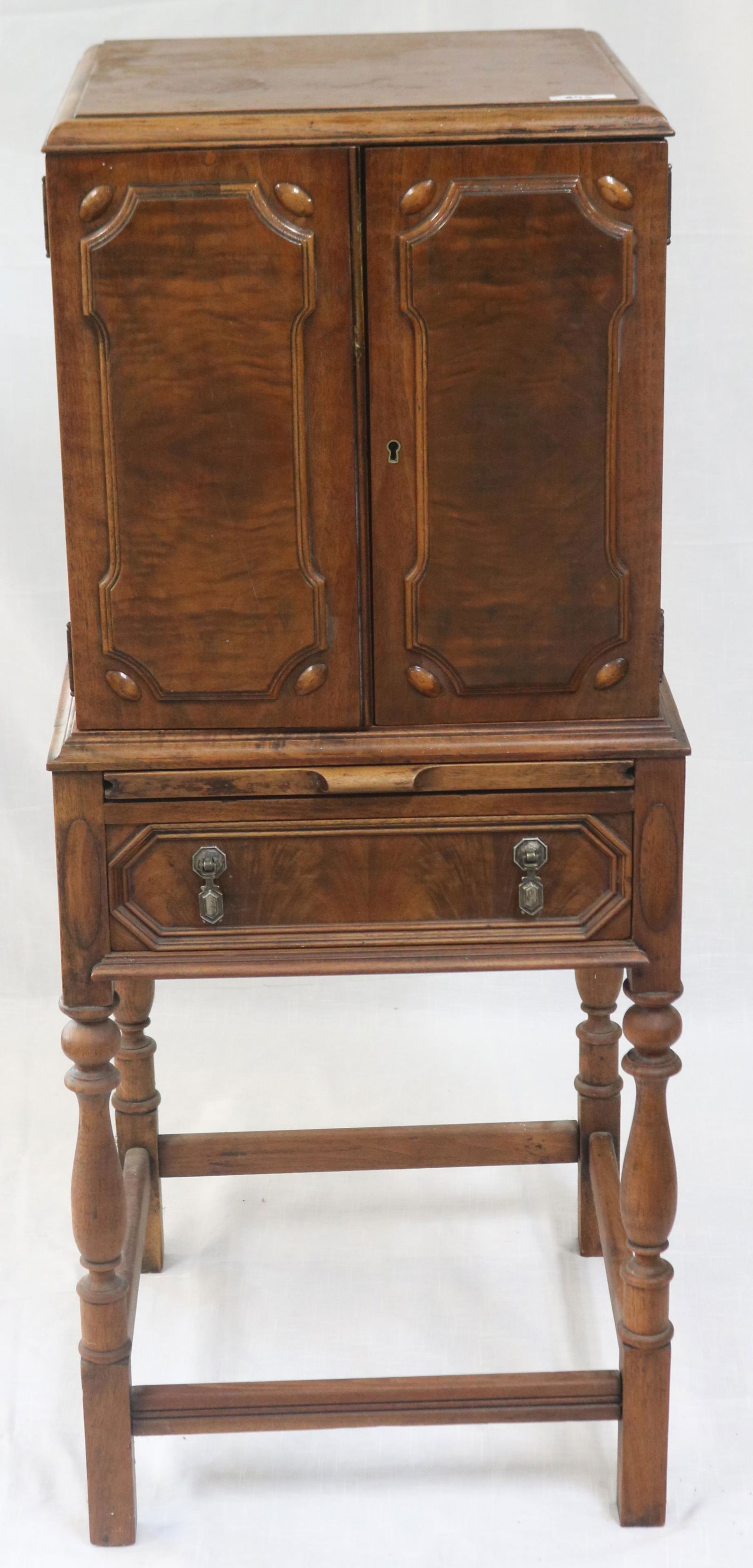 WALNUT SILVERWARE CHEST, JACOBEAN STYLE, BURL (1 of 4)