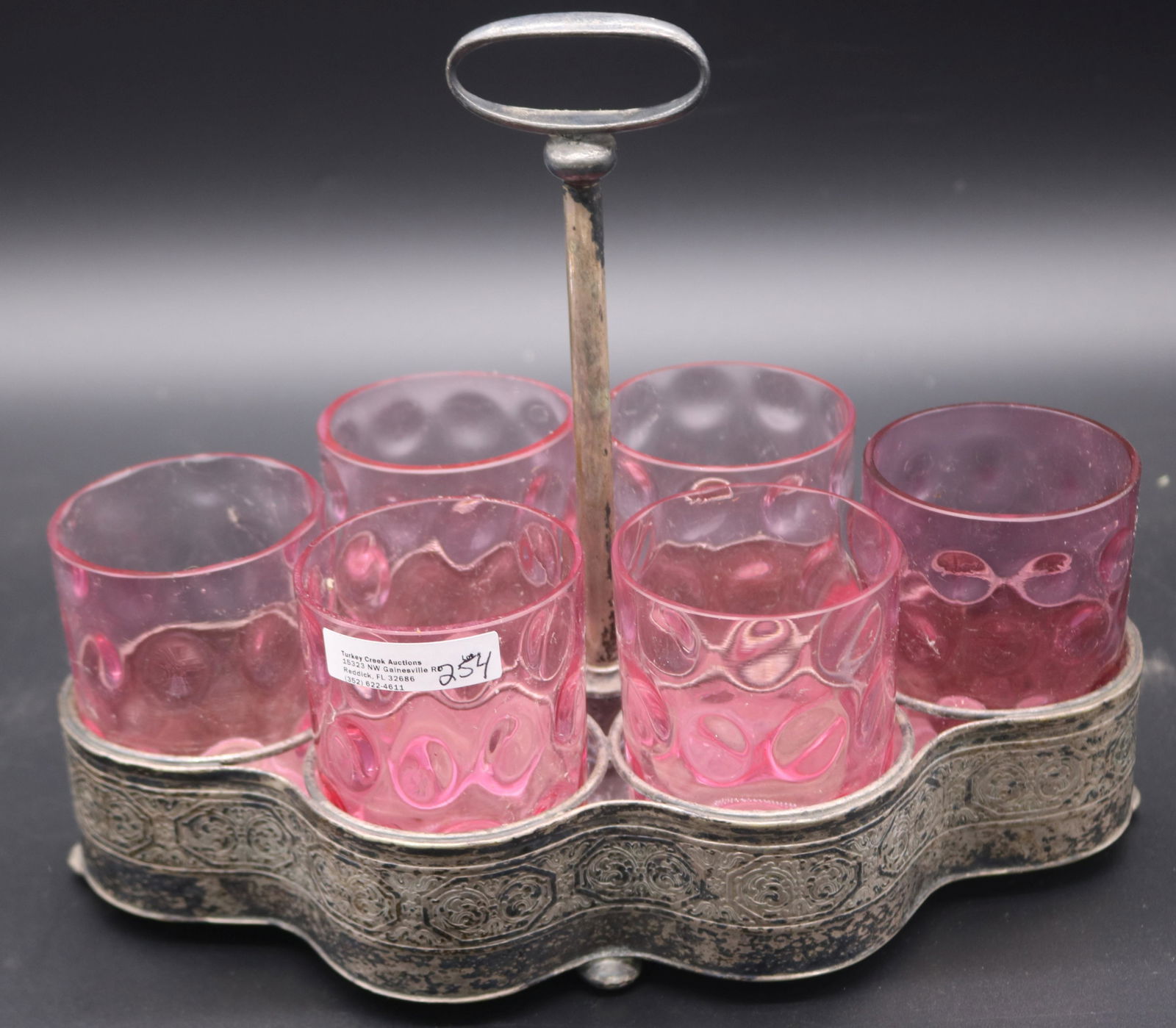 VICTORIAN SILVER PLATE TUMBLER RACK WITH (1 of 3)