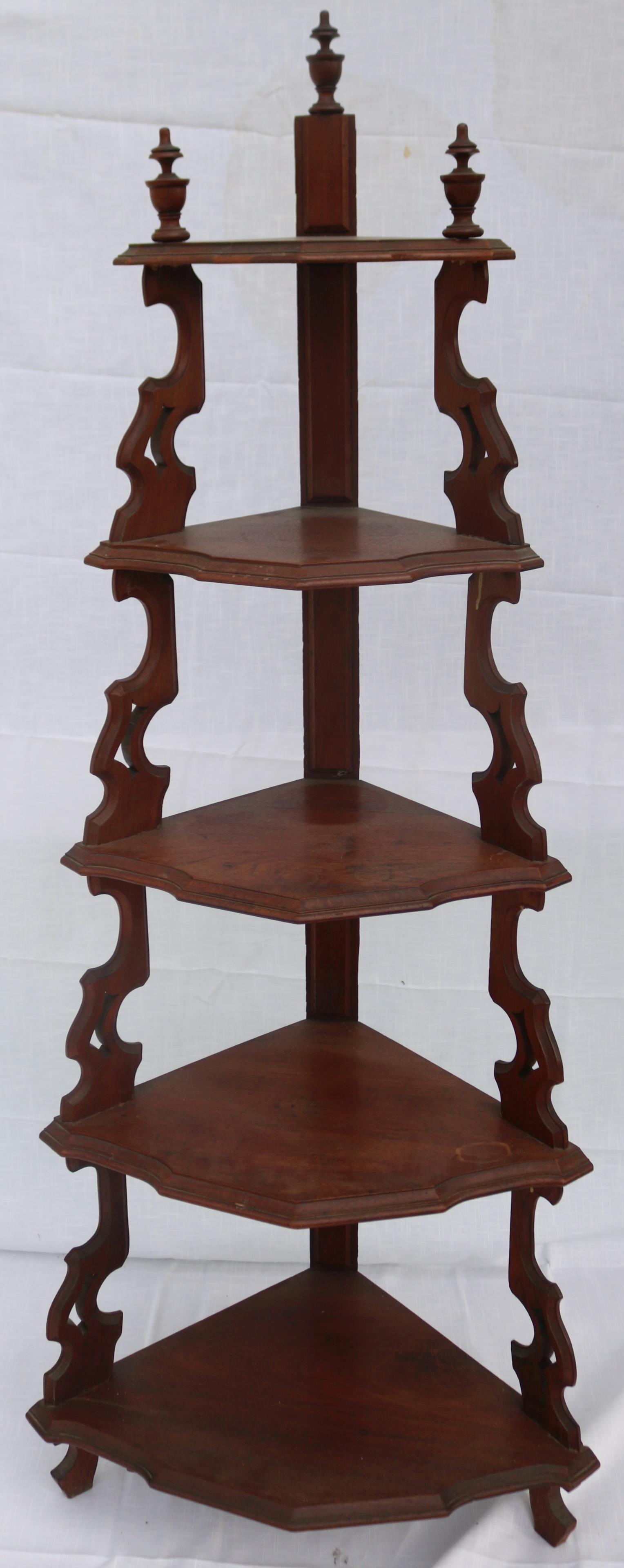 VICTORIAN WALNUT 5 SHELF CORNER WHATNOT, (1 of 1)