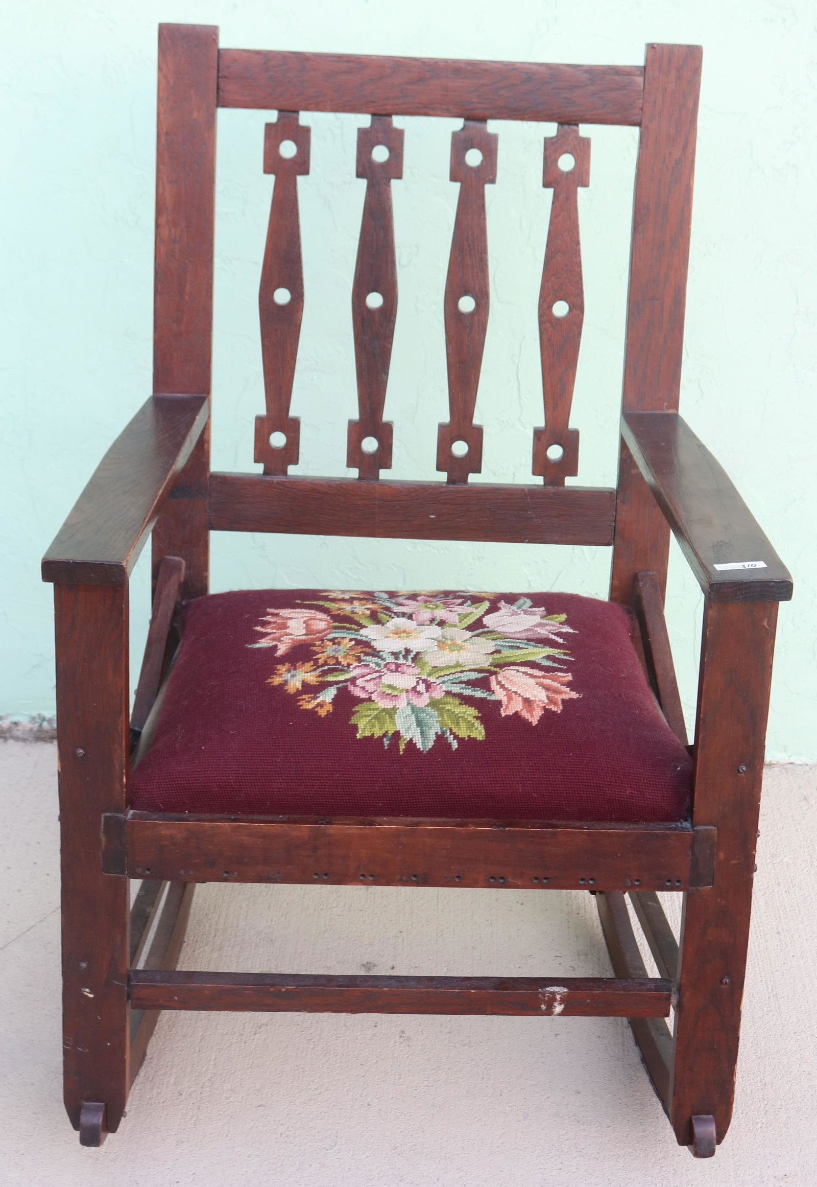 MISSION STYLE OAK ROCKER, NATURAL FINISH, 39 1/4" (1 of 2)