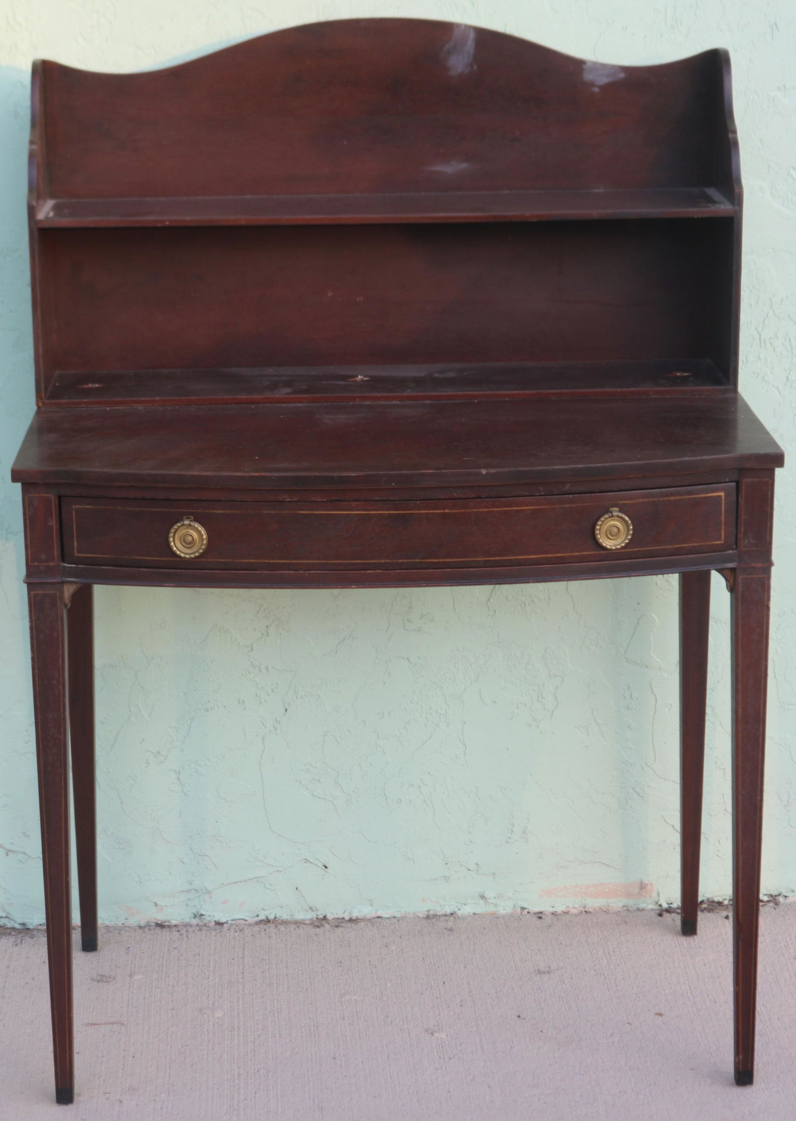 INLAID WRITING DESK, 1 DRAWER & BOOKCASE BACK, AS (1 of 1)