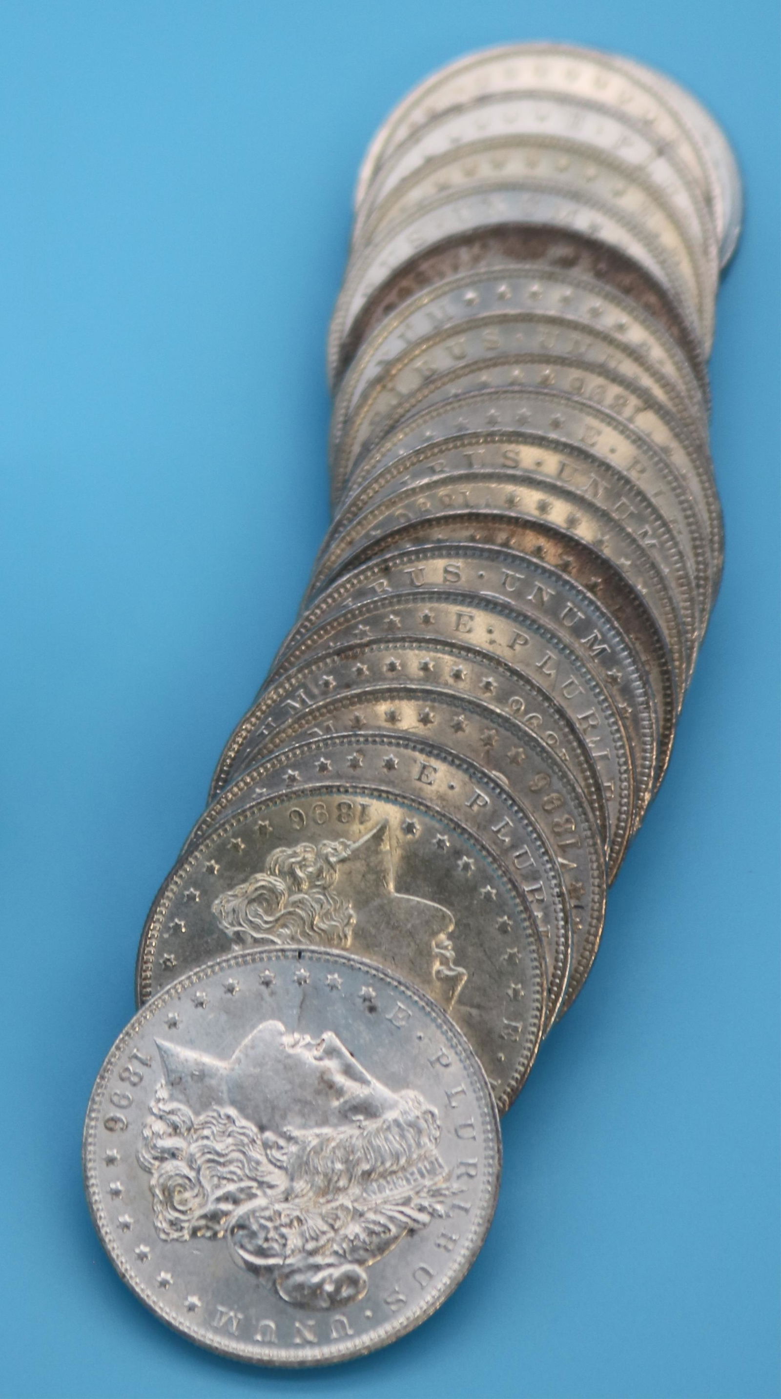 ROLL 20 1896 MORGAN SILVER DOLLARS UNC. (1 of 3)