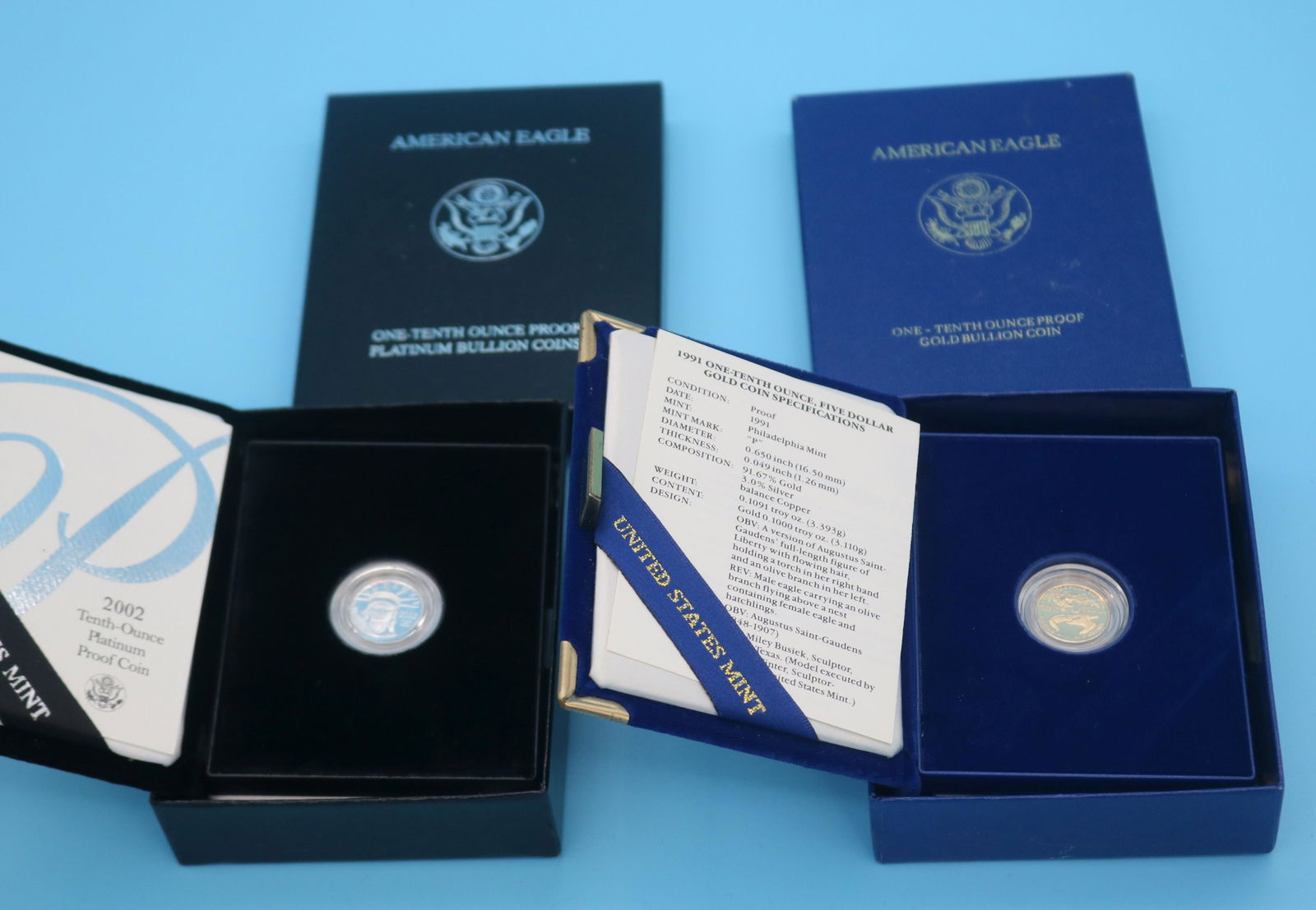 2 AMERICAN EAGLE 1/10TH PROOF BULLION COINS, 2002 (1 of 4)