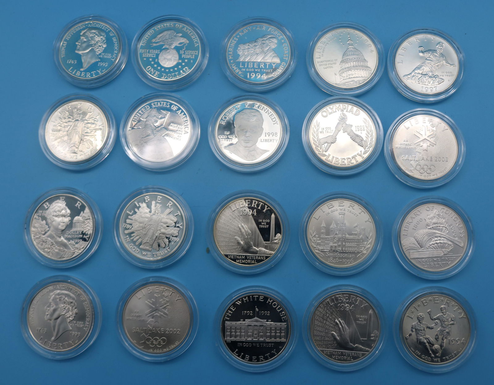 COLLECTION OF 20 US COMMEMORATIVE SILVER DOLLARS (1 of 5)
