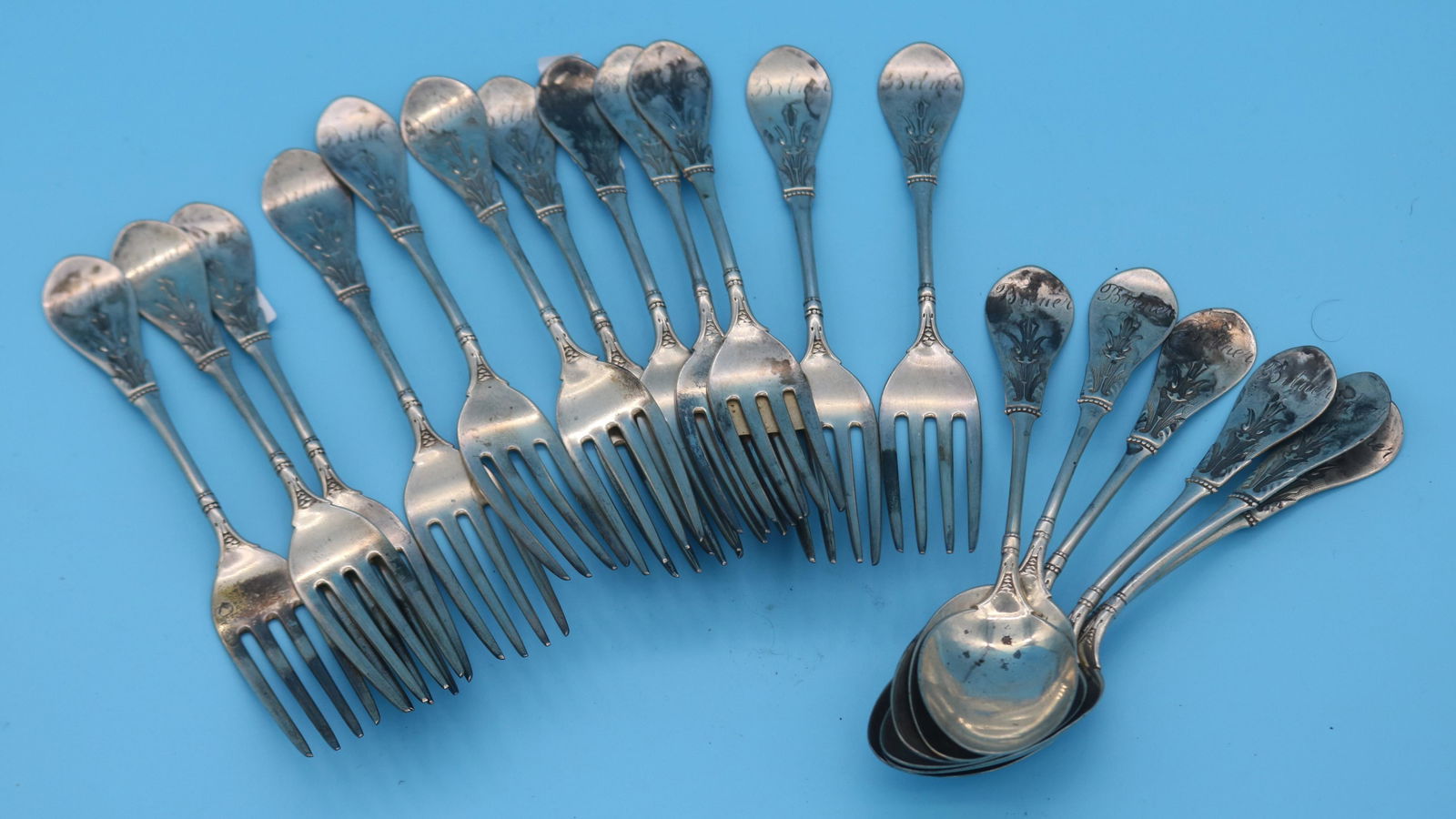 22 PCS. 19TH C. GORHAM STERLING FLATWARE, NEW (1 of 2)