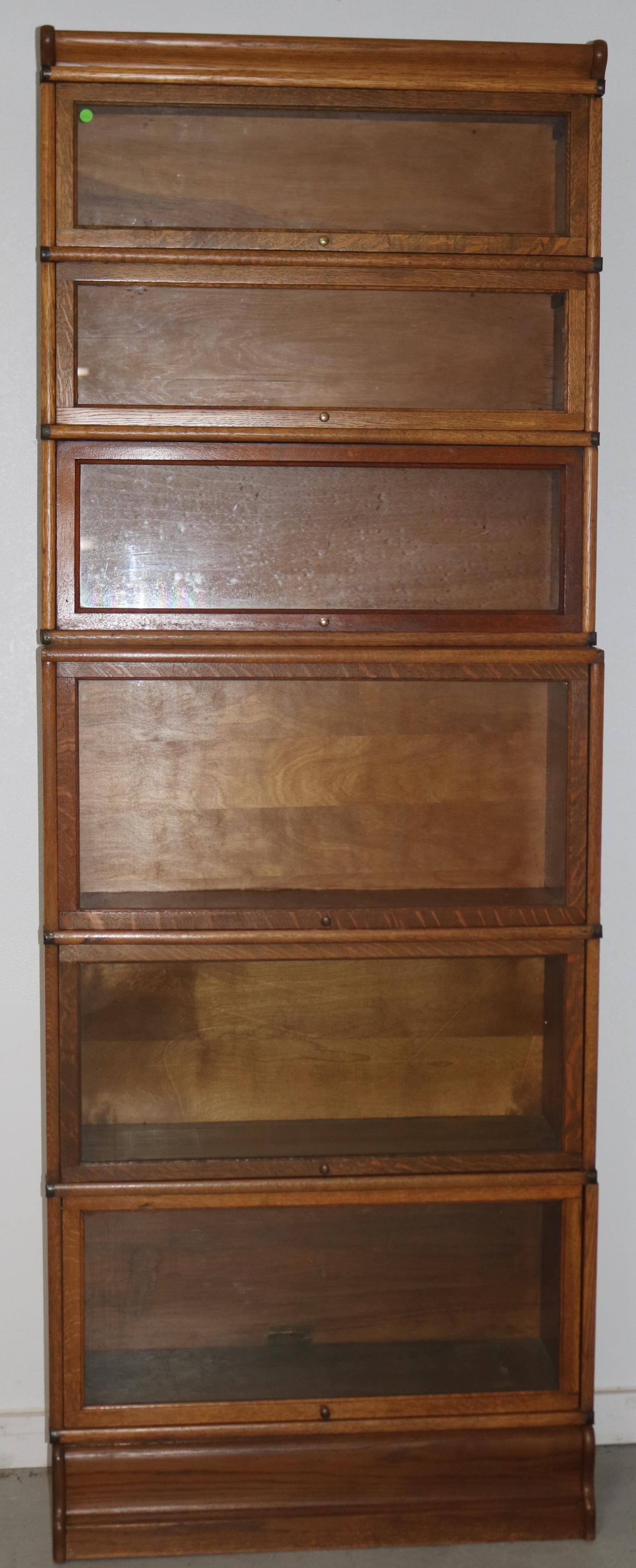 OAK 6 STACK STEP BACK BARRISTER BOOKCASE, BANDED (1 of 1)