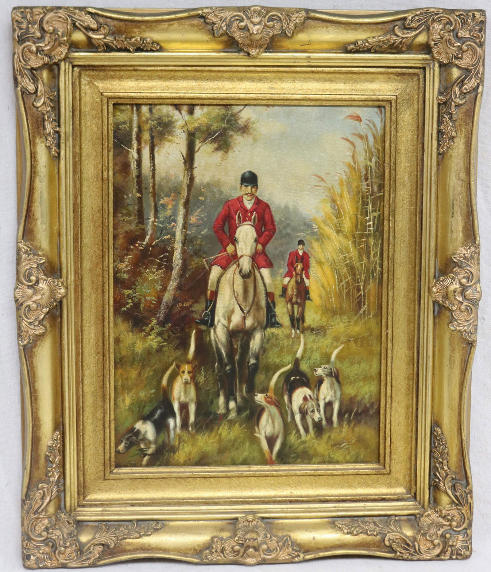 OIL ON CANVAS, FOX HUNTING SCENE, SIGNED LOWER (1 of 4)