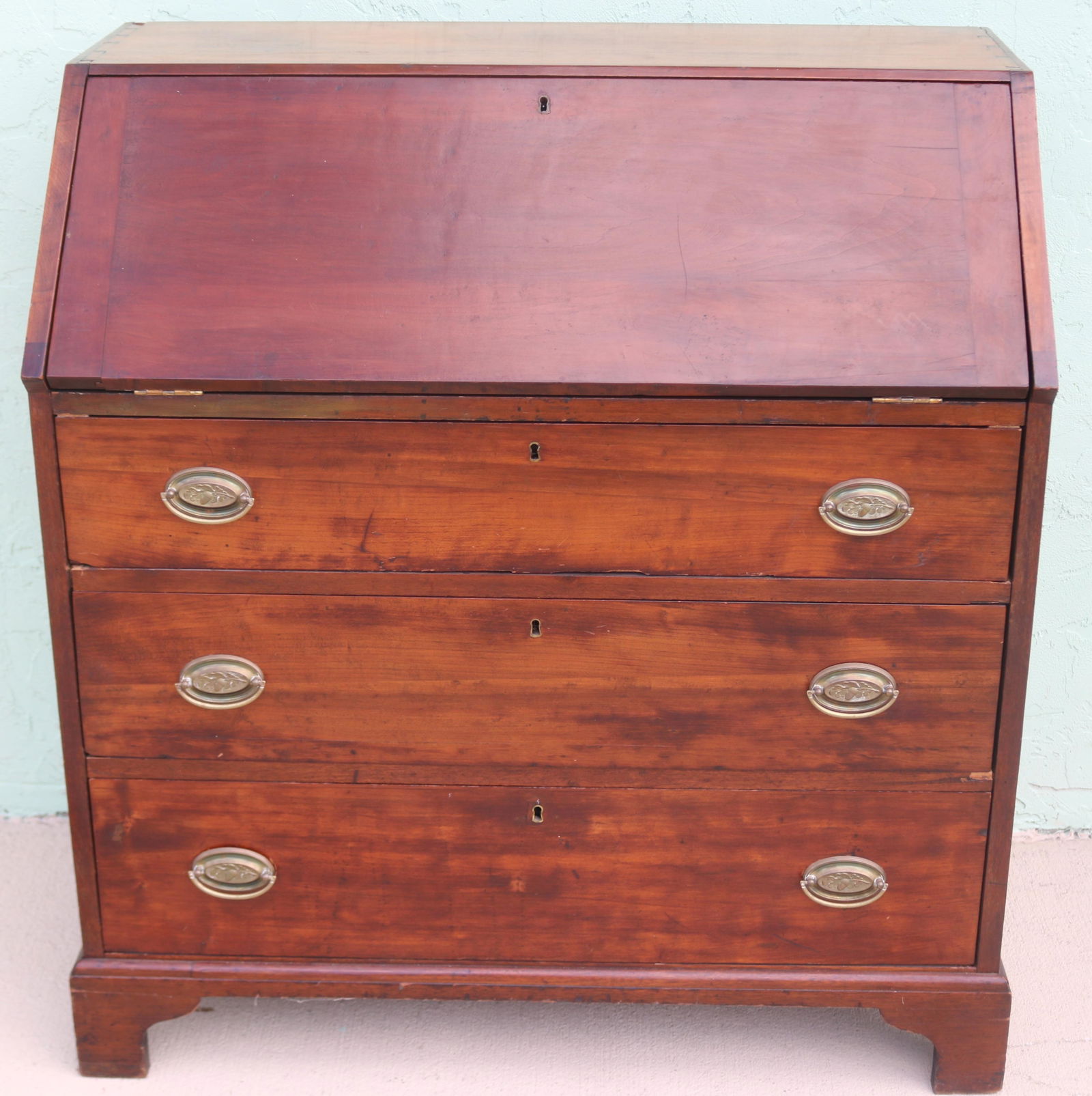 EARLY 19TH C. WALNUT SLANT LID DESK, FITTED (1 of 2)