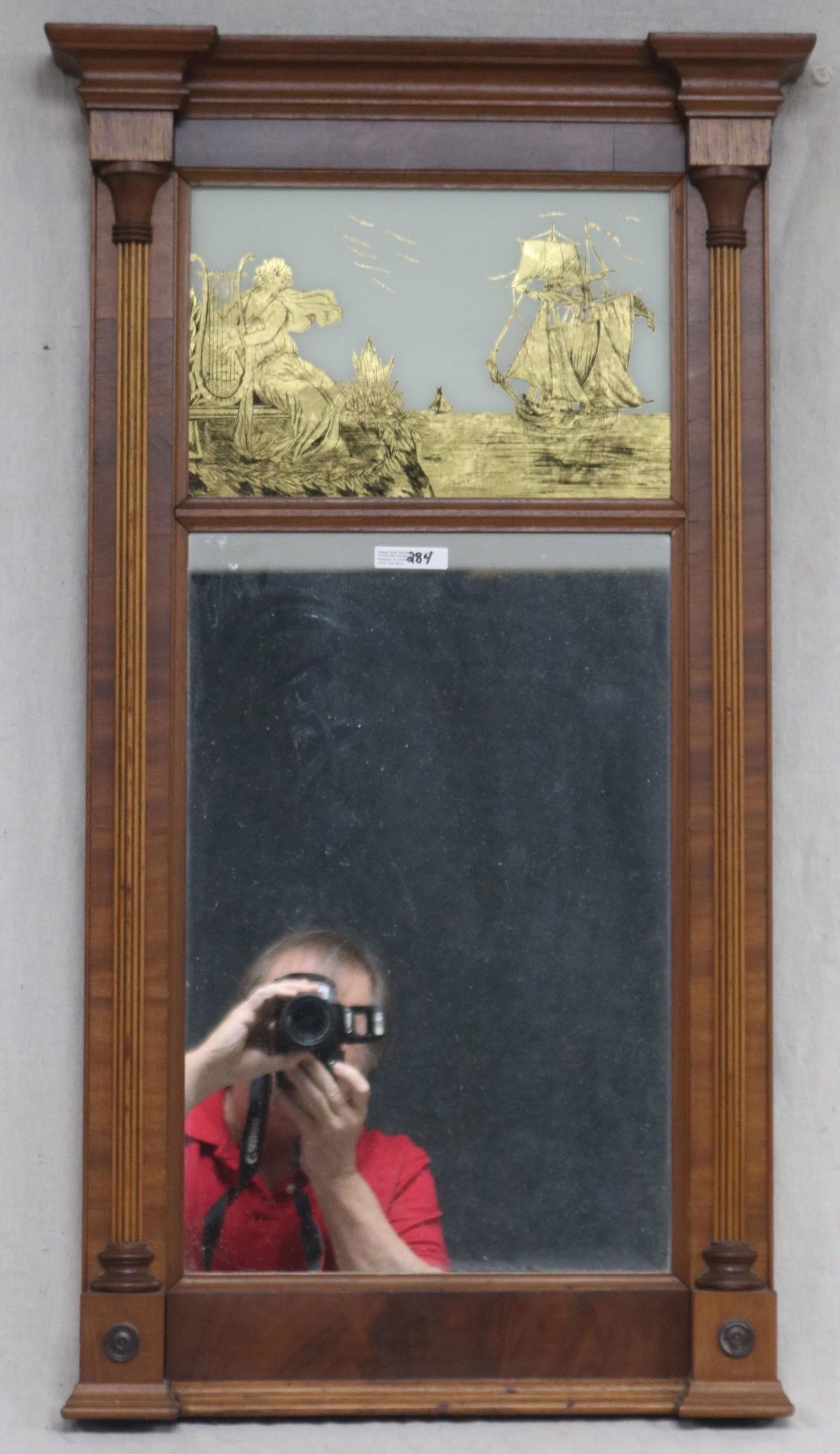 19TH C. MAHOGANY SPLIT COLUMN MIRROR WITH REVERSE (1 of 2)