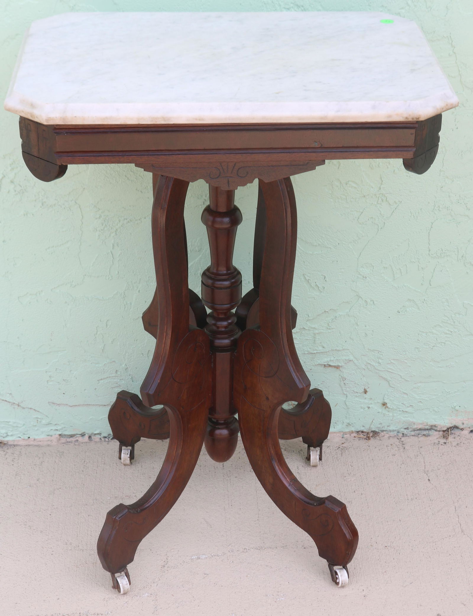VICTORIAN WALNUT MARBLE TOP STAND, RECTANGULAR (1 of 1)