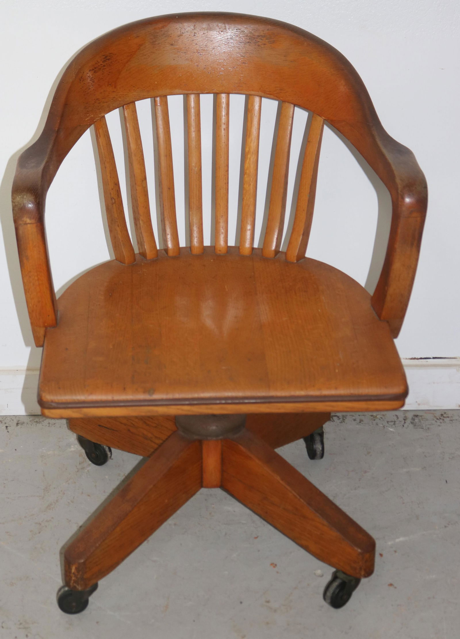 OAK 20TH C. OFFICE SWIVEL CHAIR, ORIGINAL FINISH, (1 of 1)