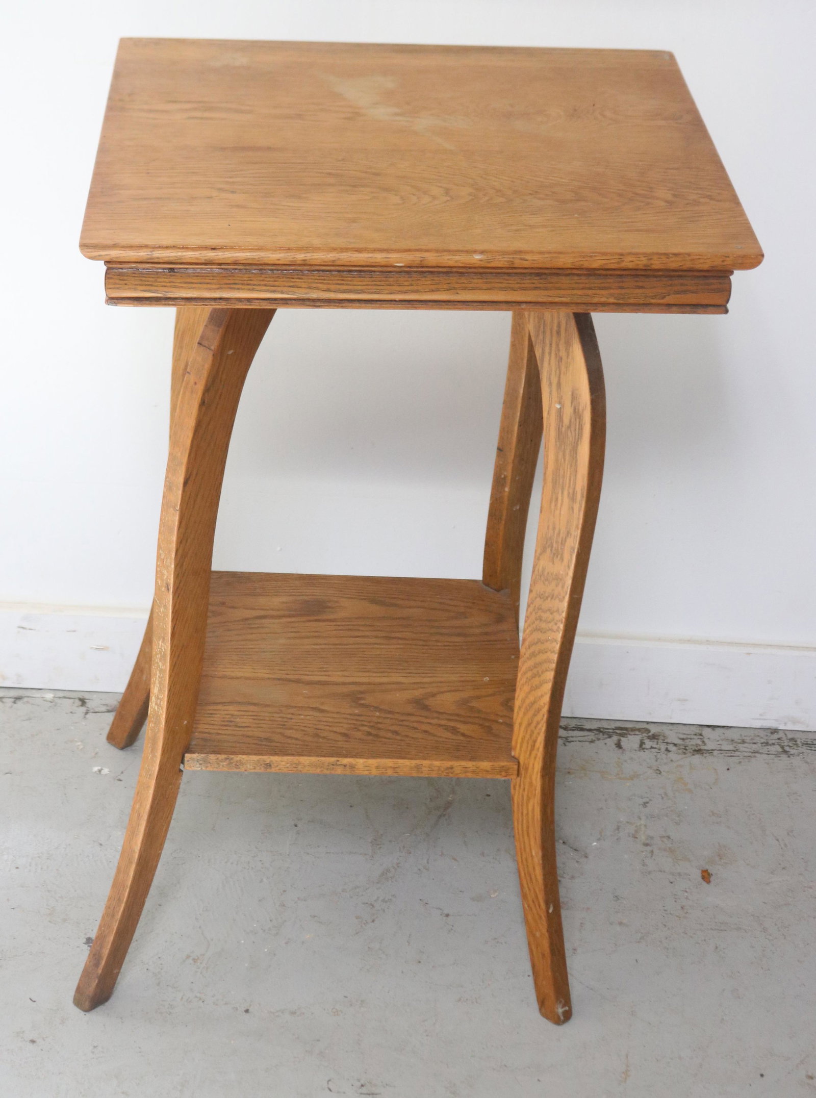 REFINISHED OAK 2 DRAWER STAND, 29 1/4" H, 20" X: 20"