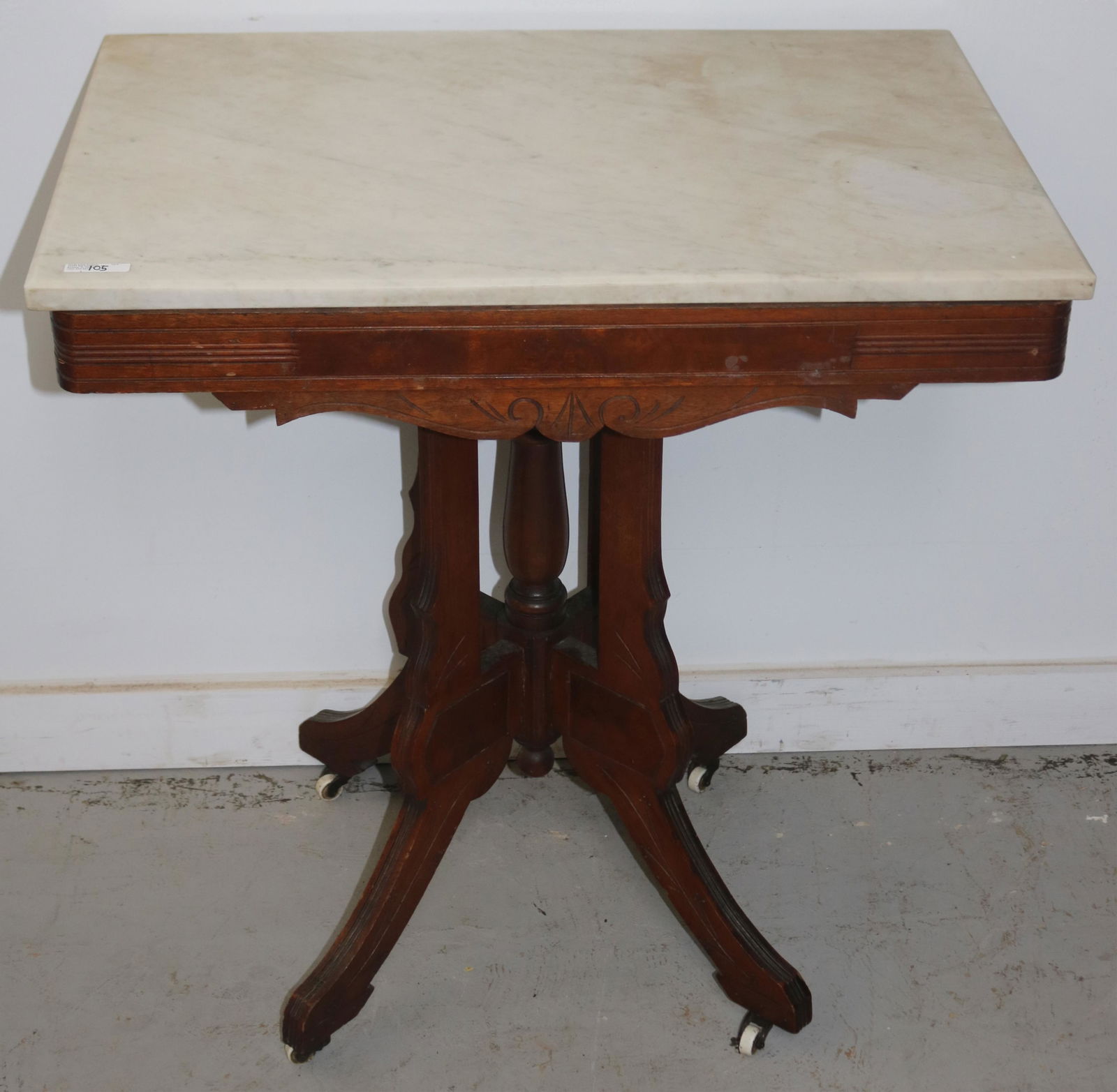 VICTORIAN WALNUT MARBLE TOP TABLE, REPLACED TOP, (1 of 1)