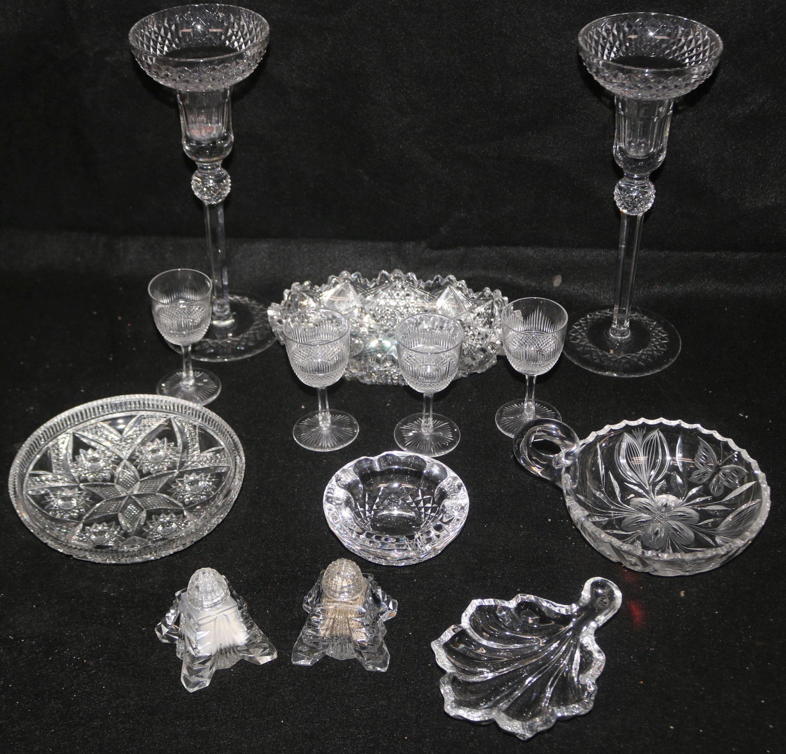 13 PCS. CUT & OTHER CRYSTAL, SIGNED BACCARAT LEAF (1 of 3)