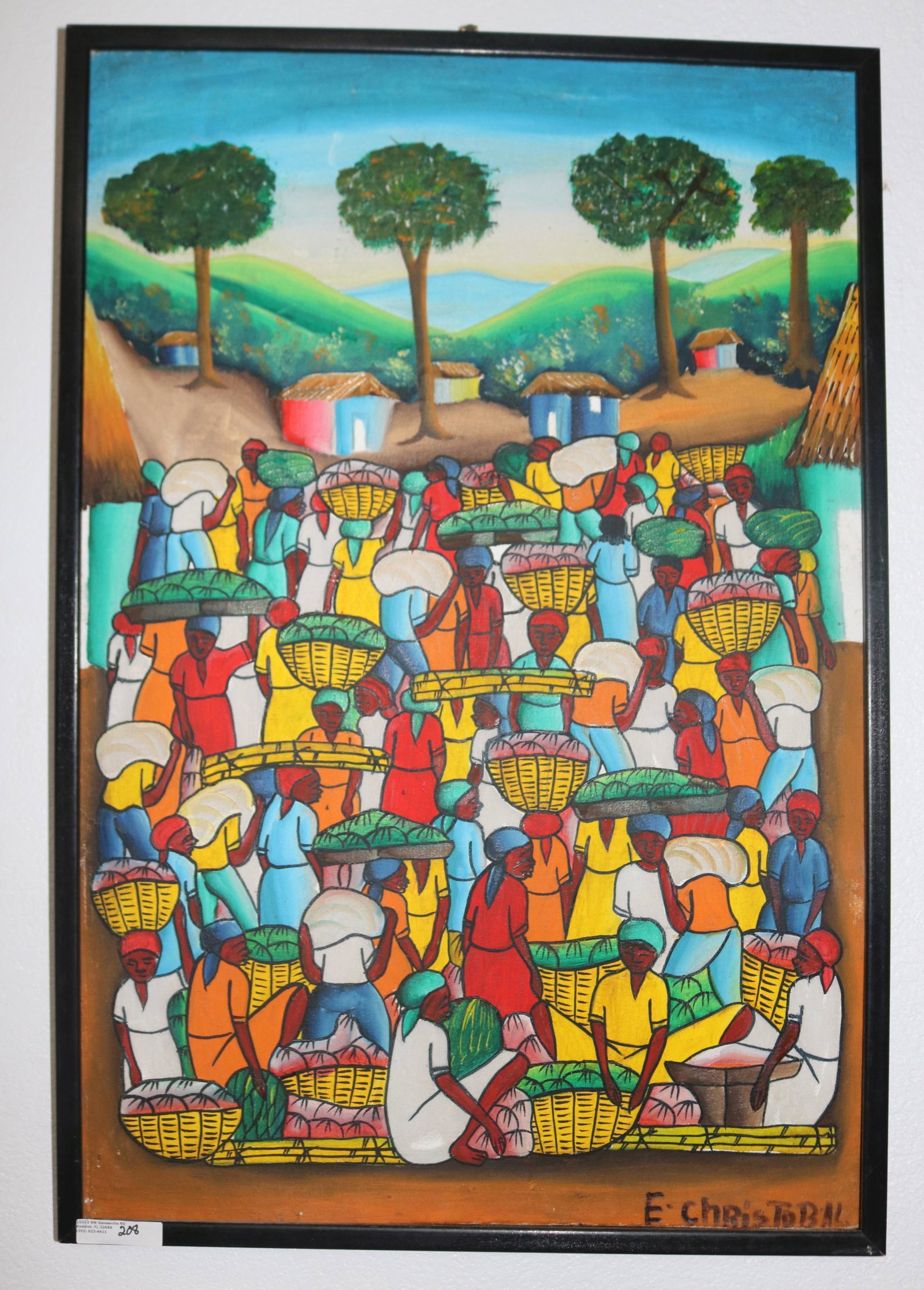 E. CHRISTOBAL HAITI, OIL ON CANVAS, MULTIPLE: PEOPLE, 24" X 16" SIGHT, 24 3/4" X 16 3/4" OVERALL