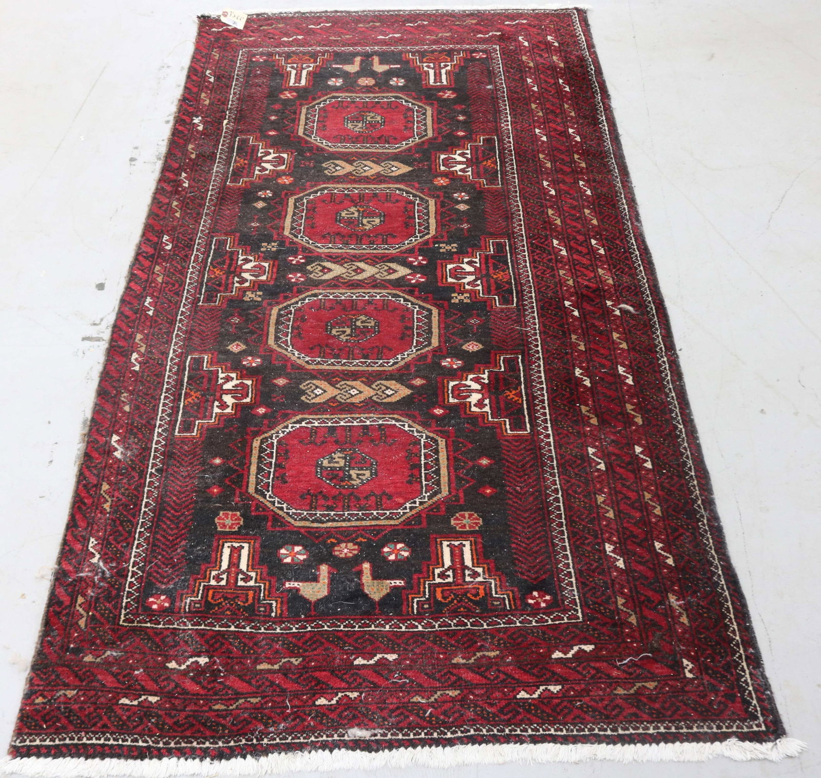 SEMI ANTIQUE BELUCHI, 3' X 6' 6", 1 SIDE REDUCED: SEE PHOTO