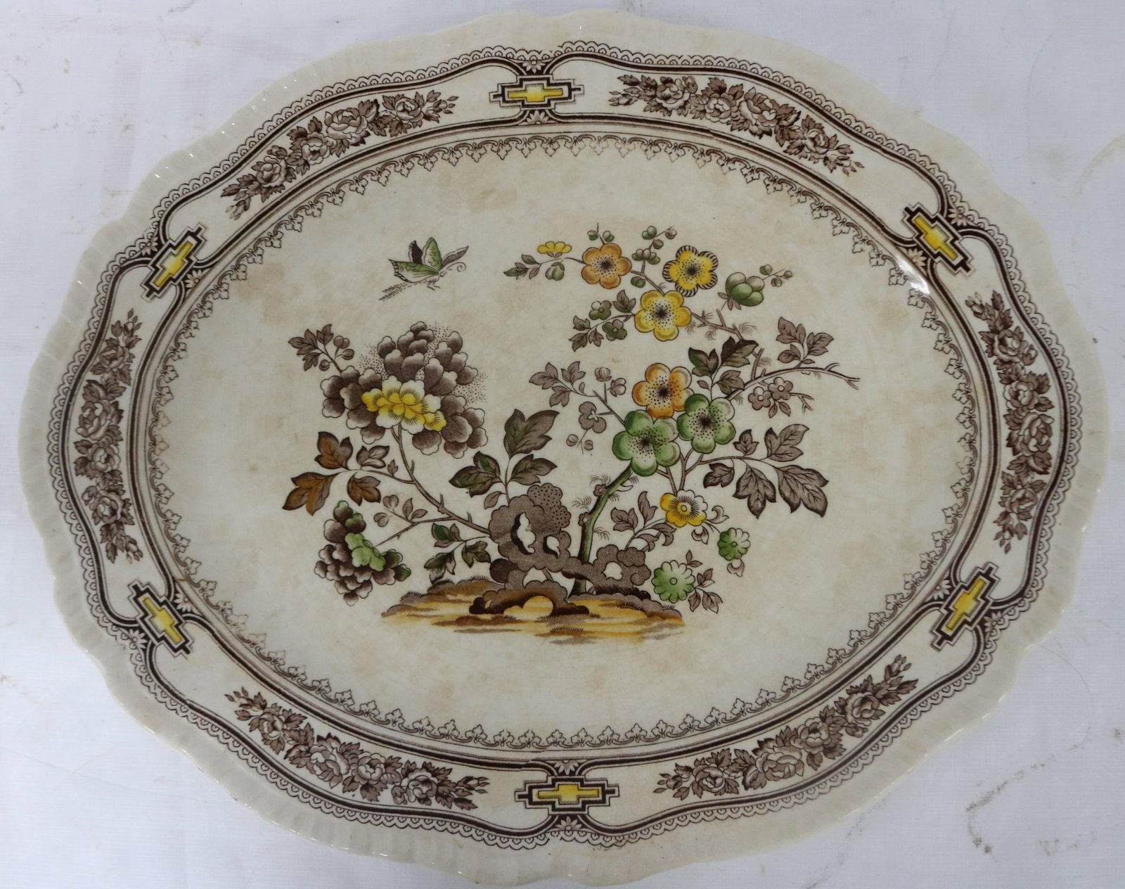 MASONS IRONSTONE PLATTER "MANCHU" PATTERN, SOME: STAINING, 15 1/2" X 12 1/2"