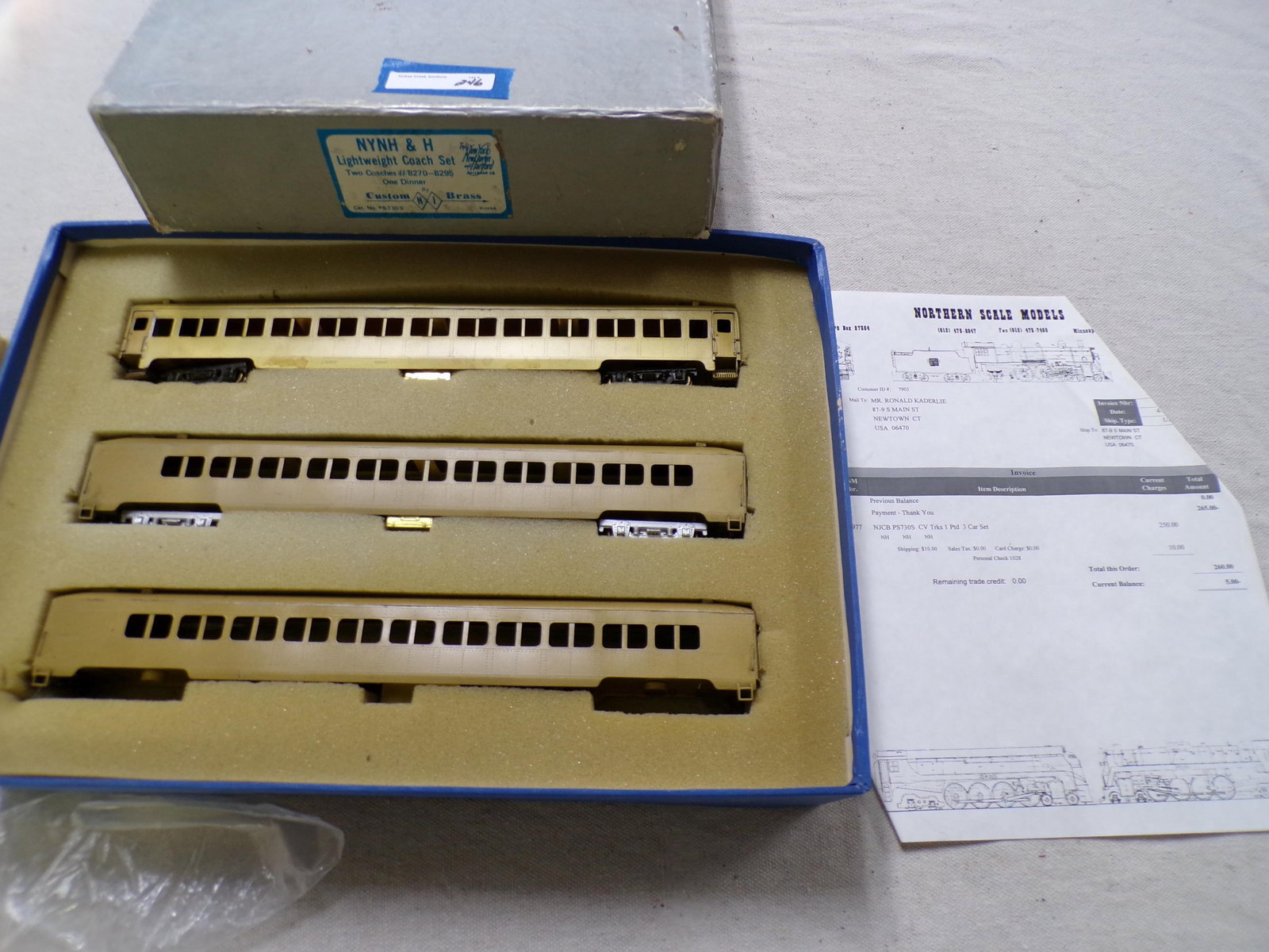 NYNH&H "HO" LIGHT WEIGHT COACH #8270-8296 CUSTOM: BRASS WITH DINNER, TARNISH ON BRASS